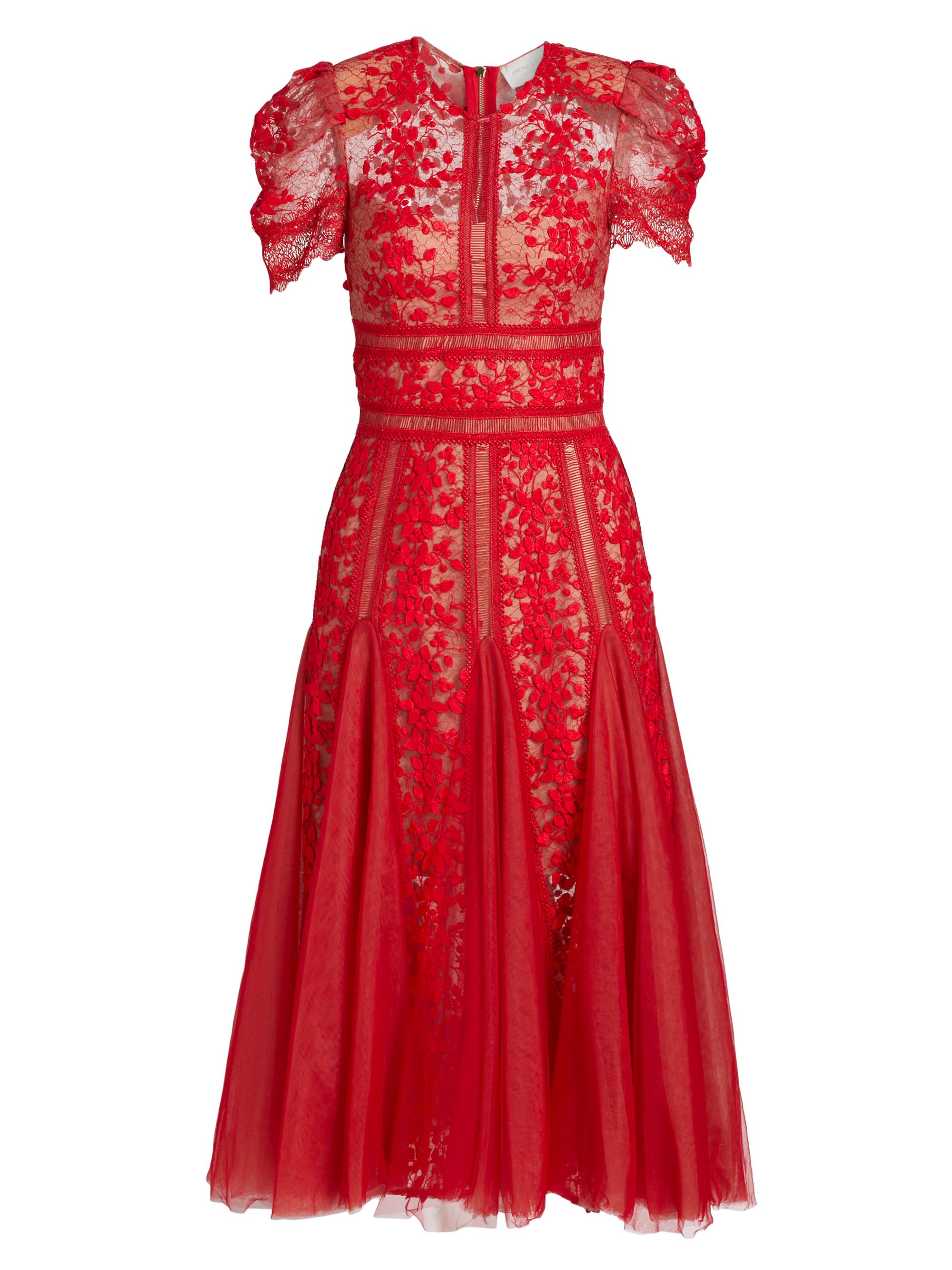 Self-Portrait Prairie Guipure Lace Midi-Dress | Saks Fifth Avenue