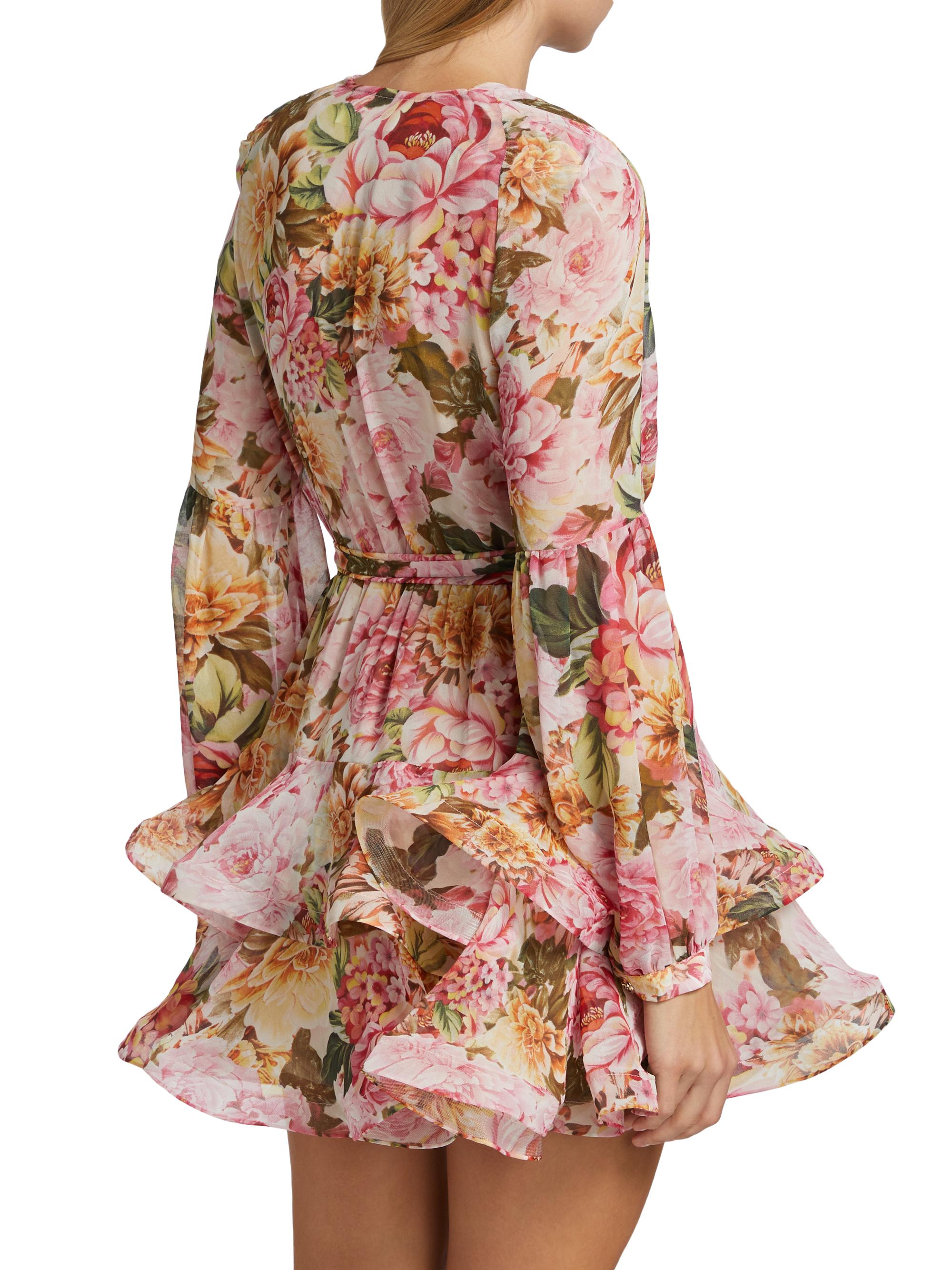 Bronx and Banco Bedouin Rose Ruffle V-Neck Minidress | Saks Fifth