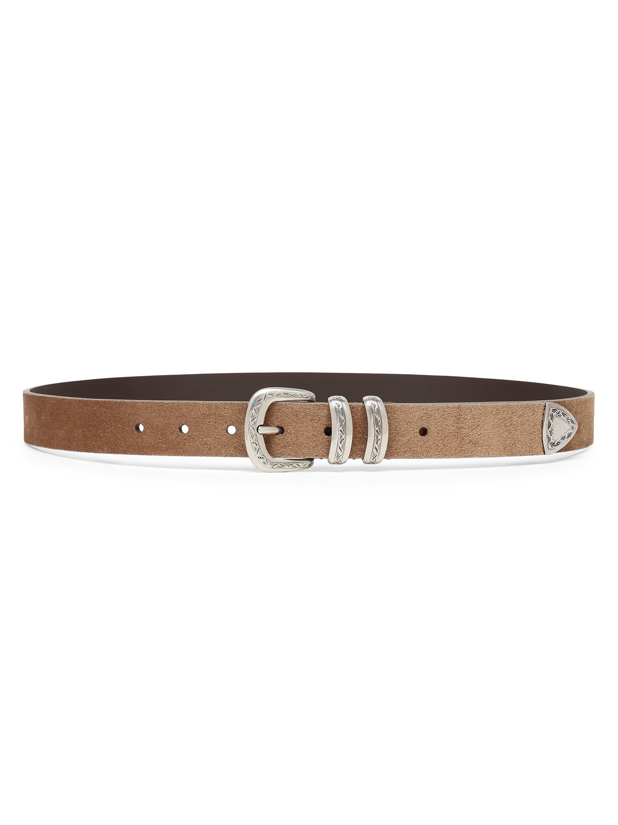 Brunello Cucinelli Men's Suede Belt with Detailed Buckle - Light Brown