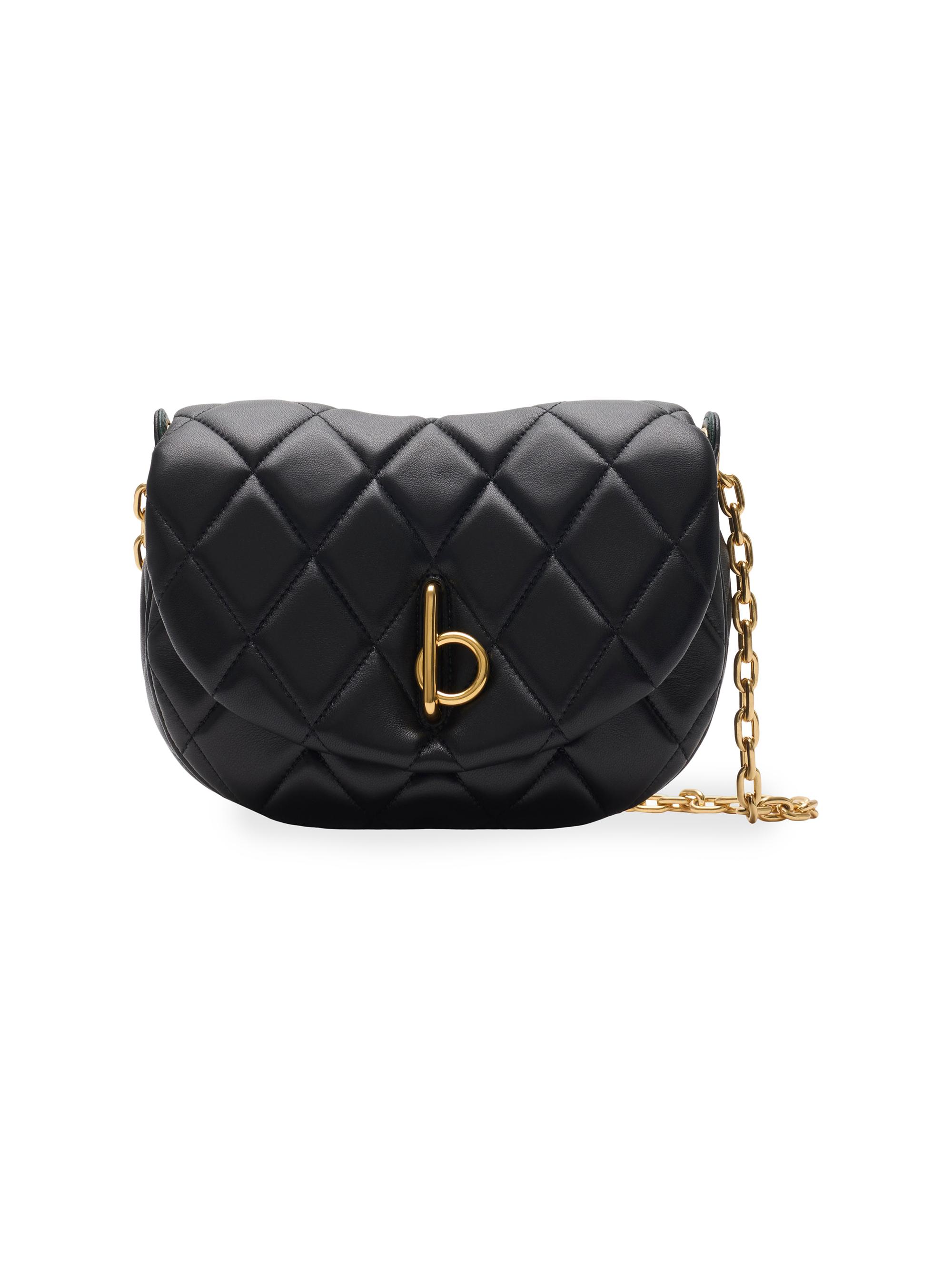 Burberry Women's Rocking Horse Chain Leather Bag - Black Gold