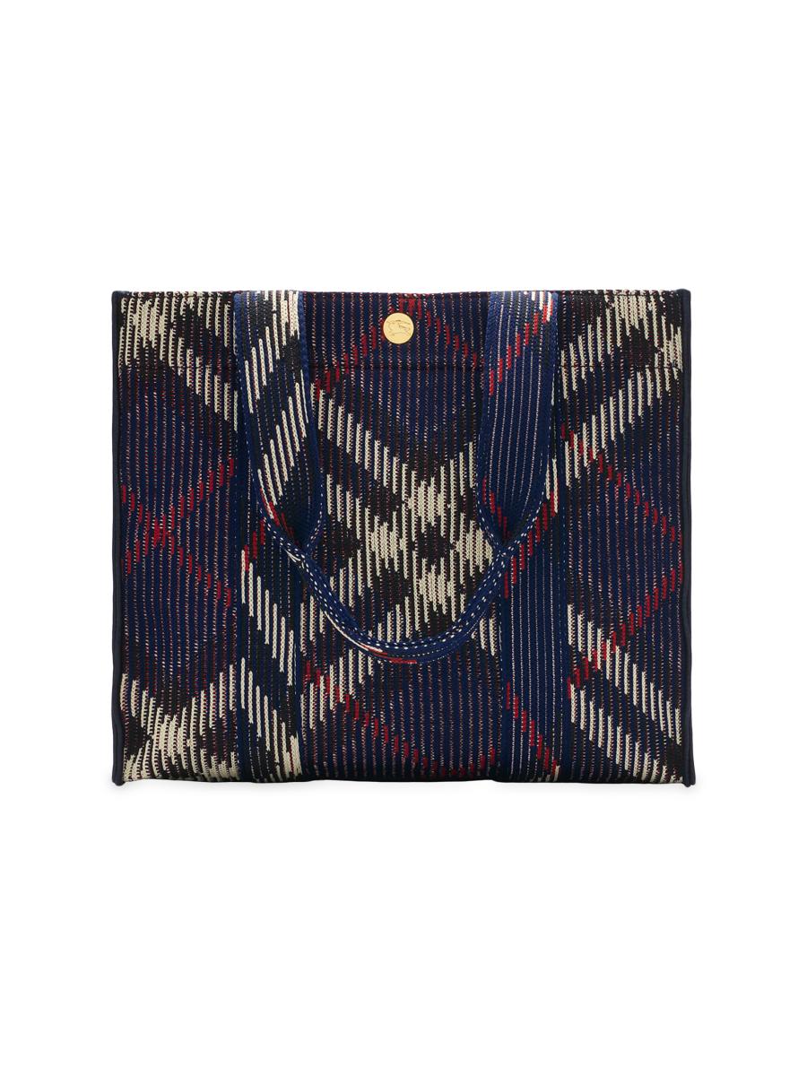 【BURBERRY】MINI KNIT TOTE ミニ ニットトート Burberry Mini Check Knitted Tote Bag | Grey | FARFETCH