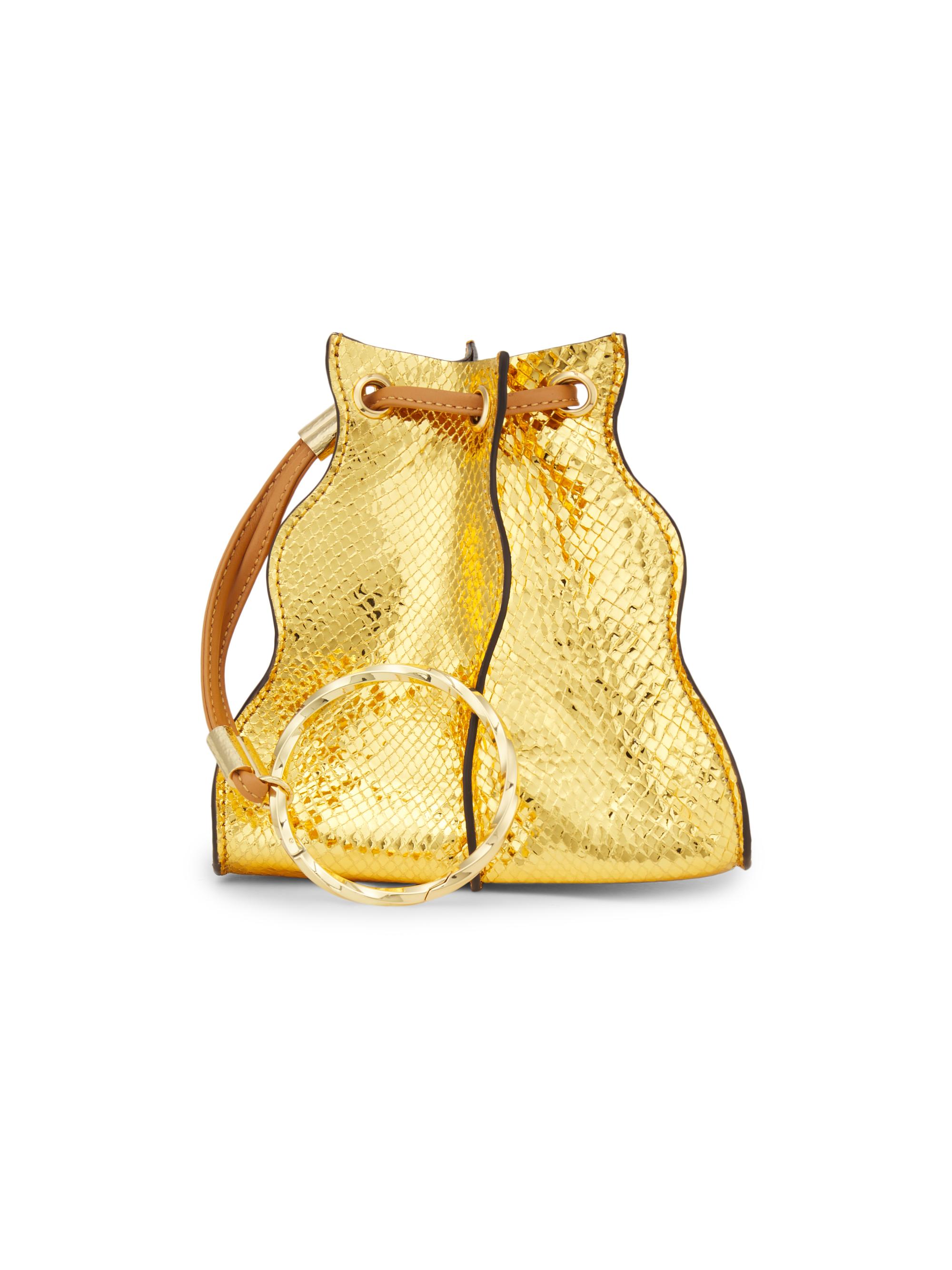 Ulla Johnson Women's Adria Metallic Python-Embossed Leather Bucket Bag - Gold Python