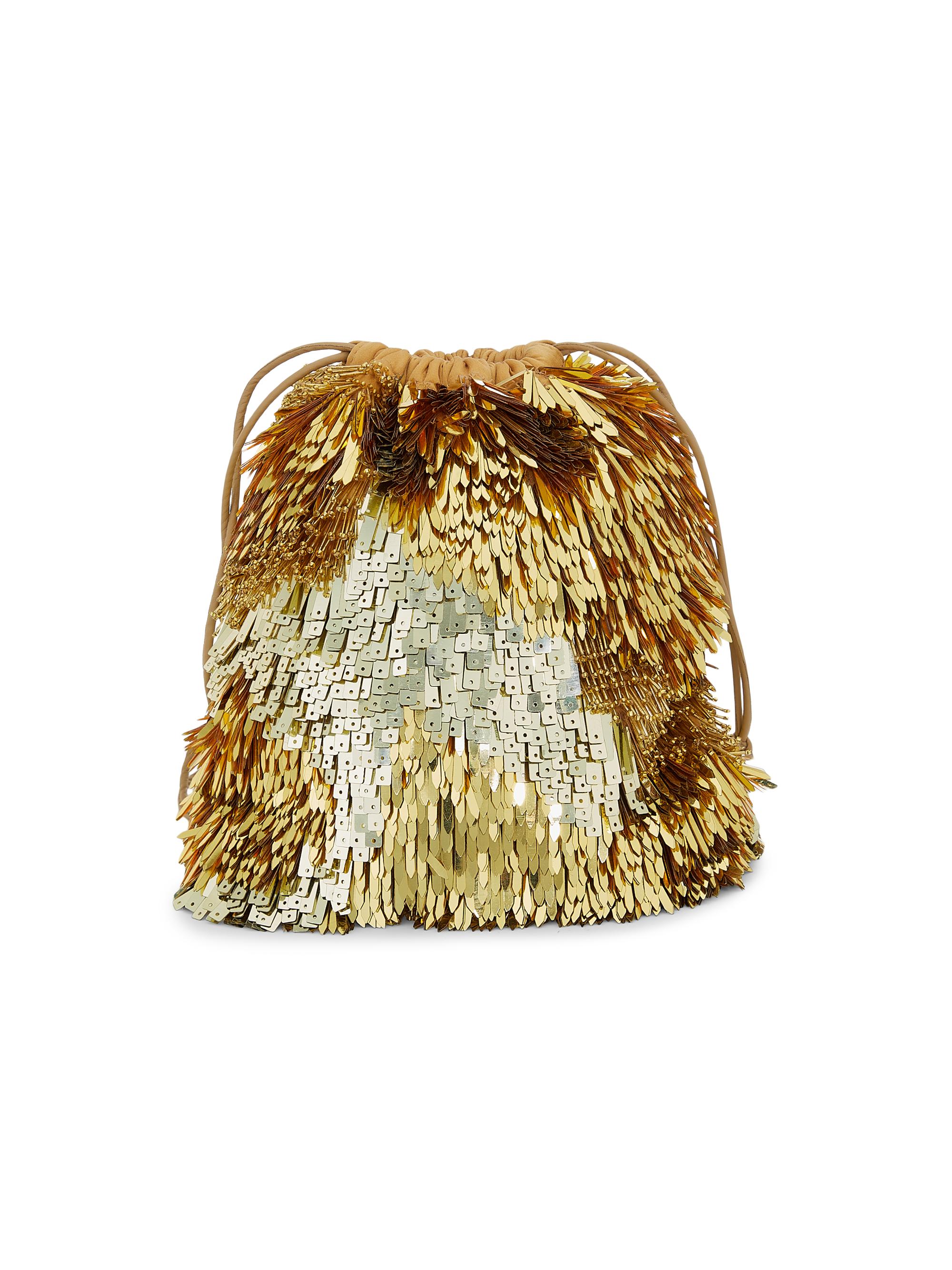 Ulla Johnson Women's Novelty Sequin Handbags Celeste Paillette & Sequin Drawstring Bag - Gilt