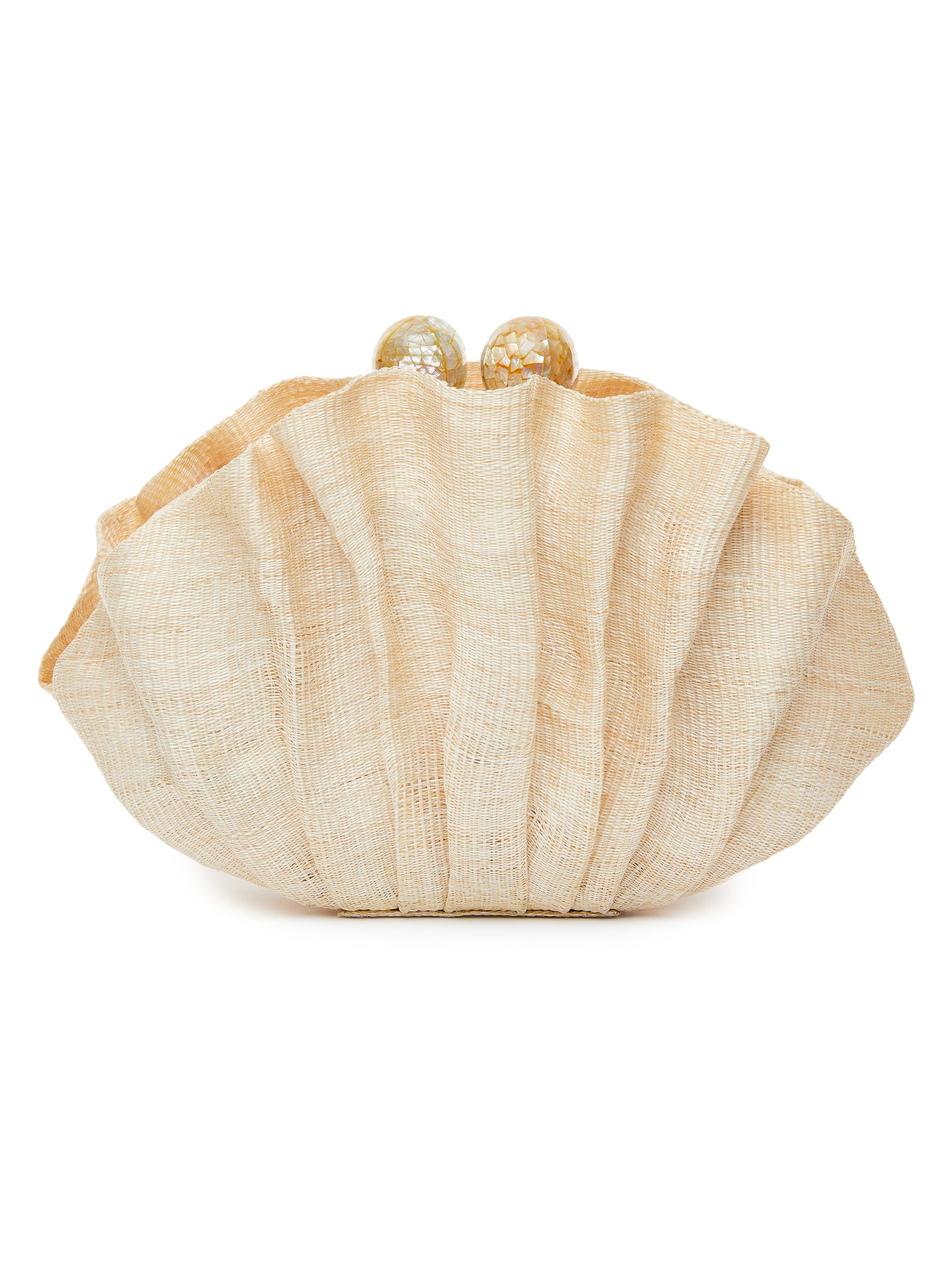 Poolside Women's Origami Shell Straw Clutch - Natural