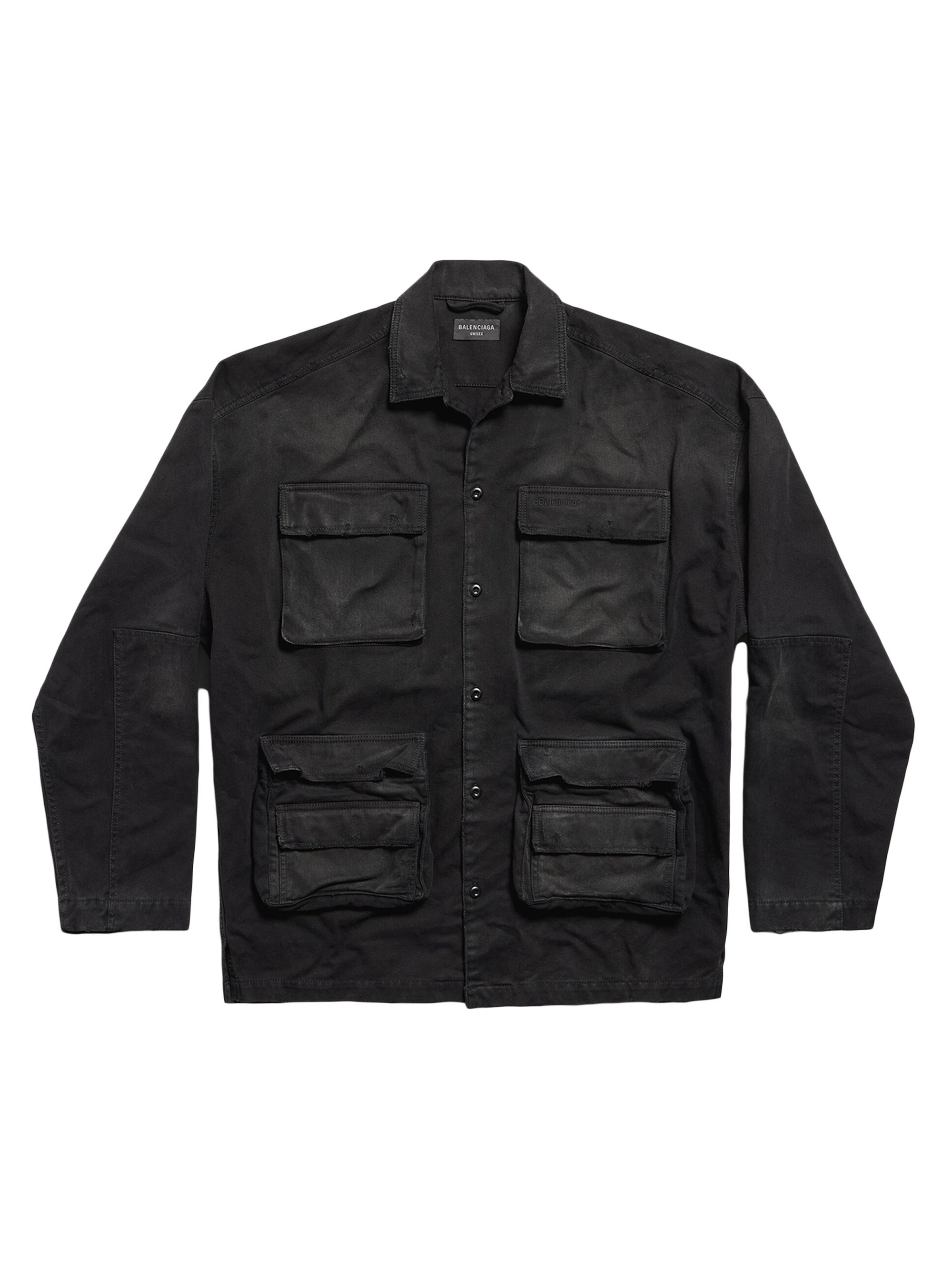 Balenciaga Bb Corp Large Fit Cargo Shirt - Black