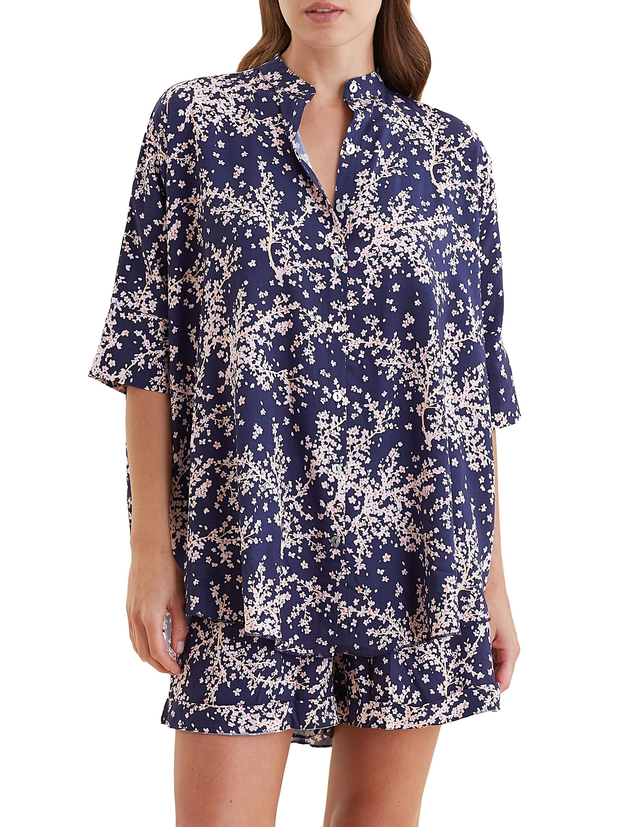 Papinelle Women's Cheri Blossom Boxer Pajamas - Navy