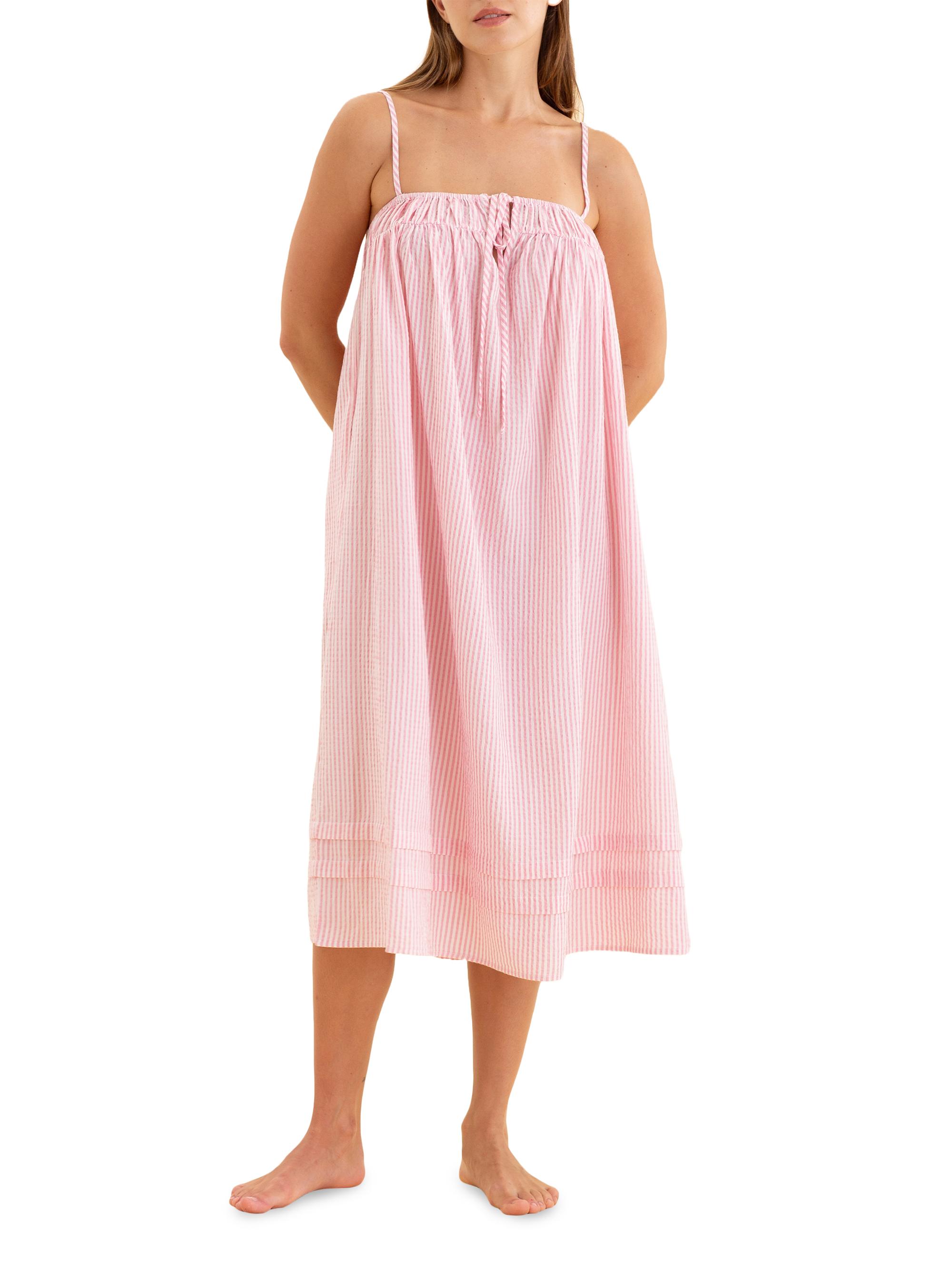 Papinelle Women's Sabine Seersucker Stripe Nightie - Wild Rose