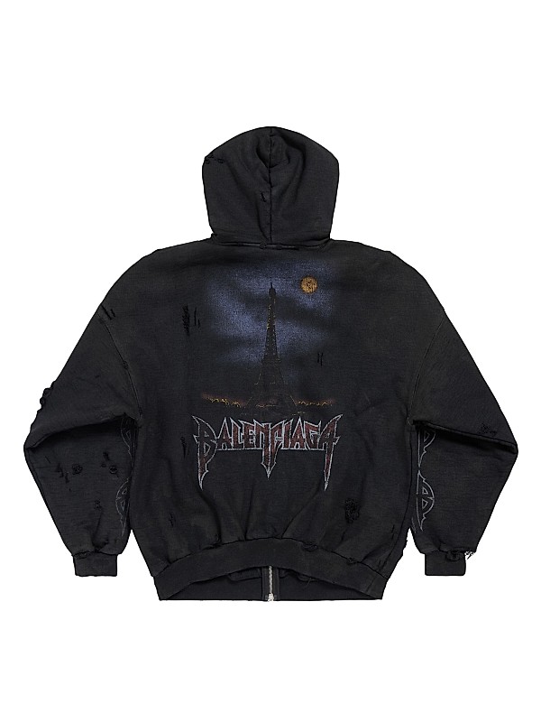 Shop Balenciaga Paris Moon Outerwear Zip-Up Oversized Hoodie Shop Balenciaga Paris Moon Outerwear Zip-Up Oversized Hoodie