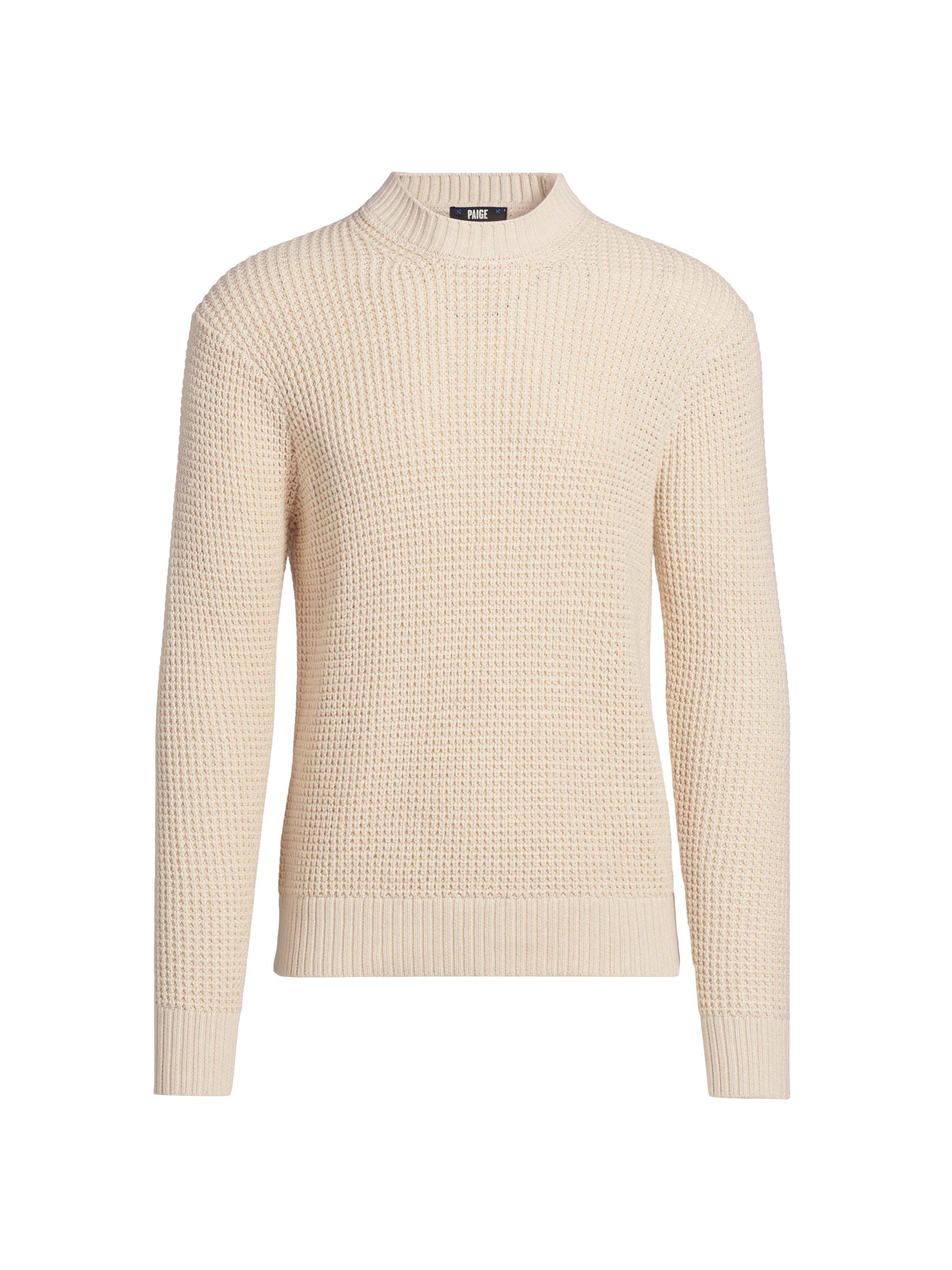 Paige Men's Mylo Waffle-Knit Crewneck Sweater - Heathered Natural