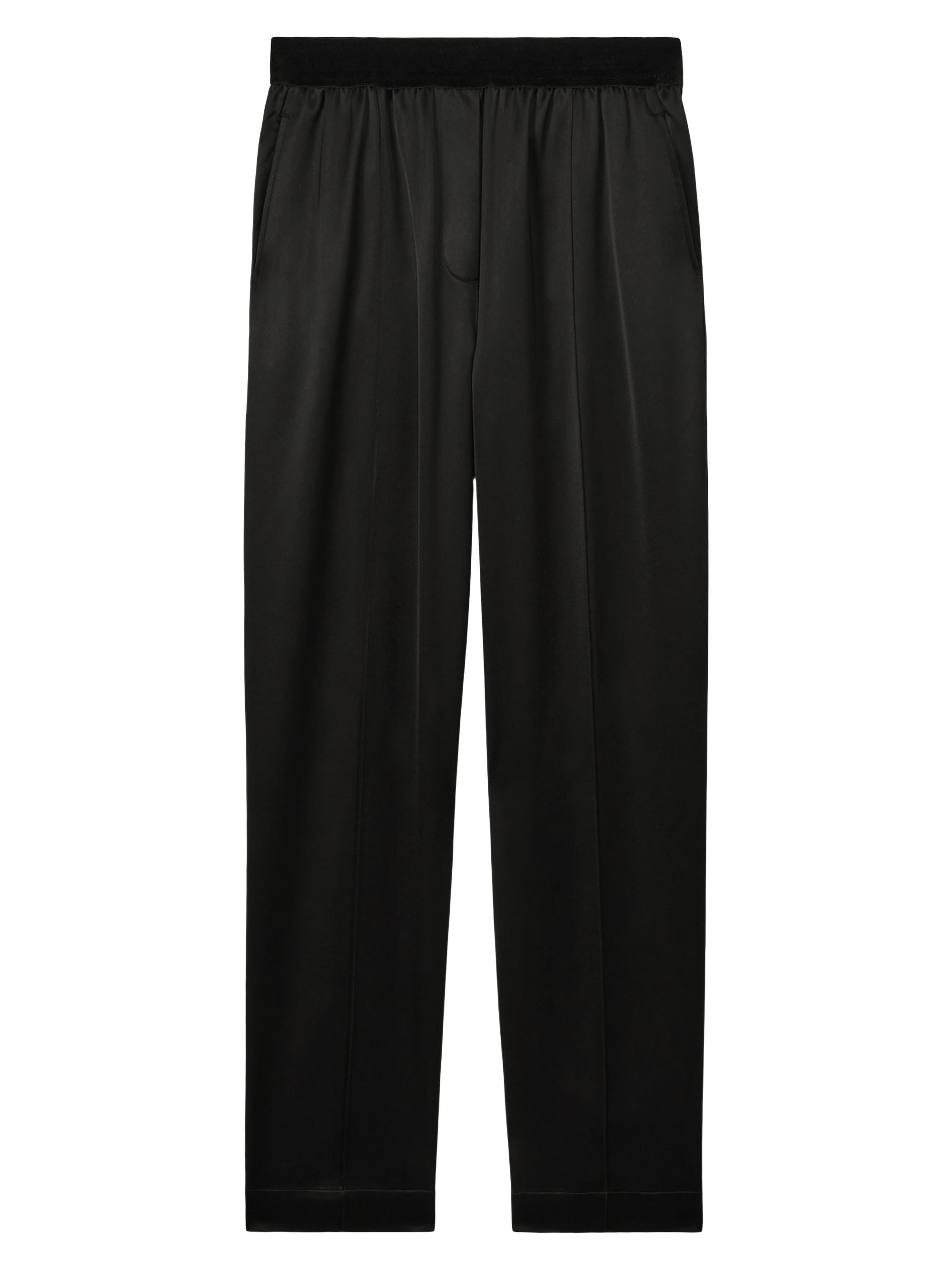 Reiss Women's Elea Satin Tapered Trousers - Black