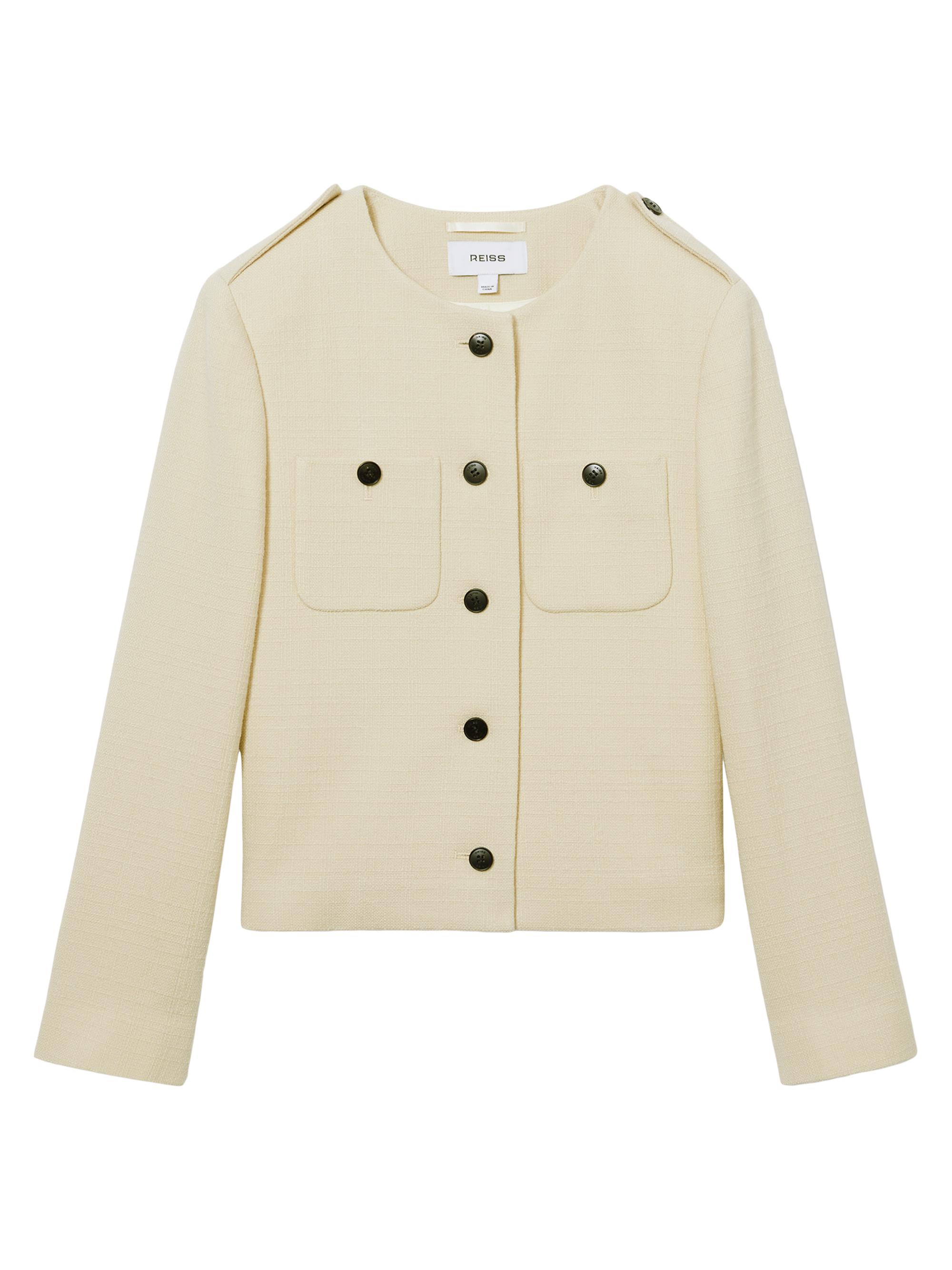 Reiss Women's Blaine Wool Crop Jacket - Cream