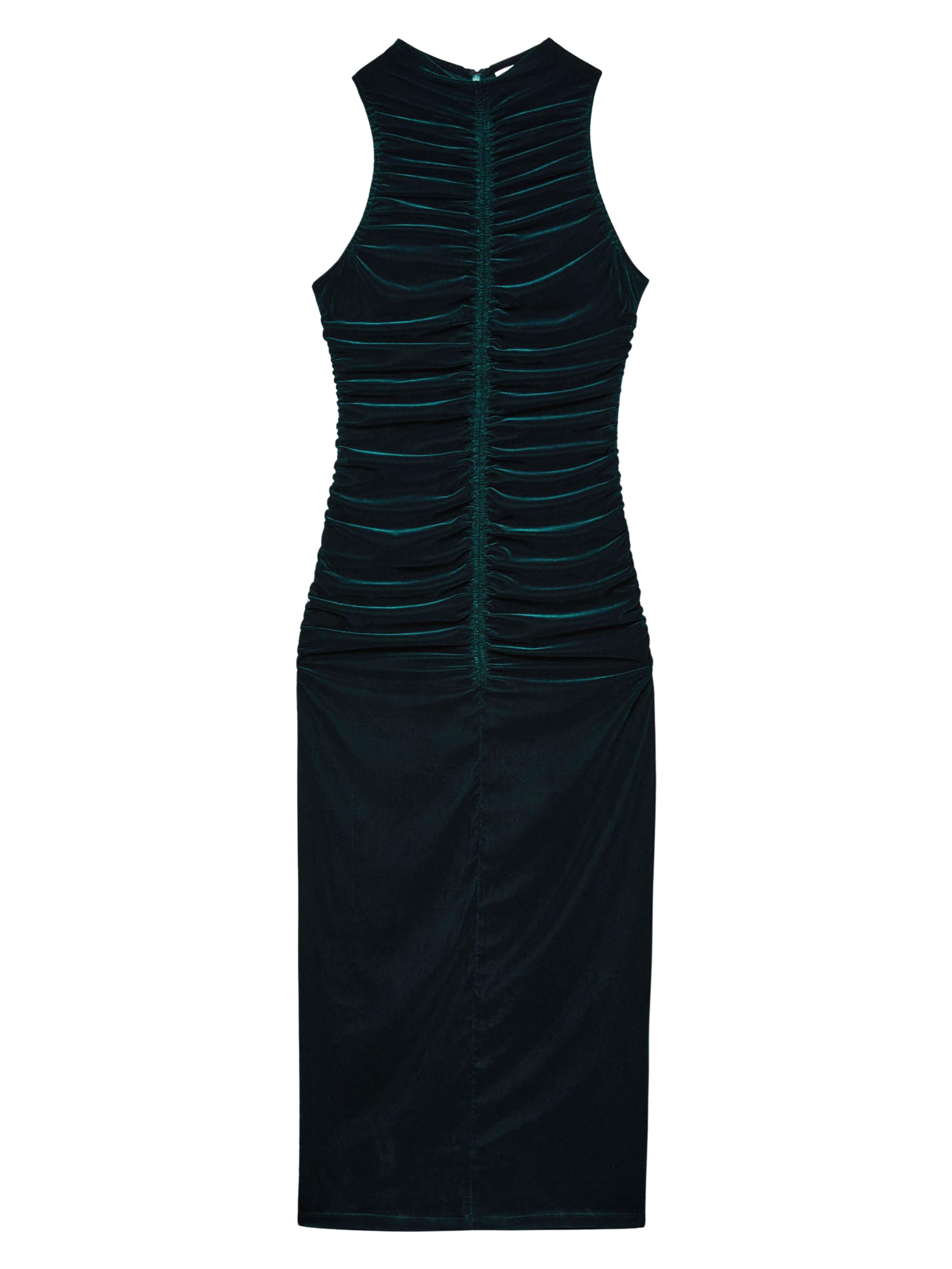 Women’s Niva Ruched Velvet Sleeveless Maxi Dress – Teal – Size 12