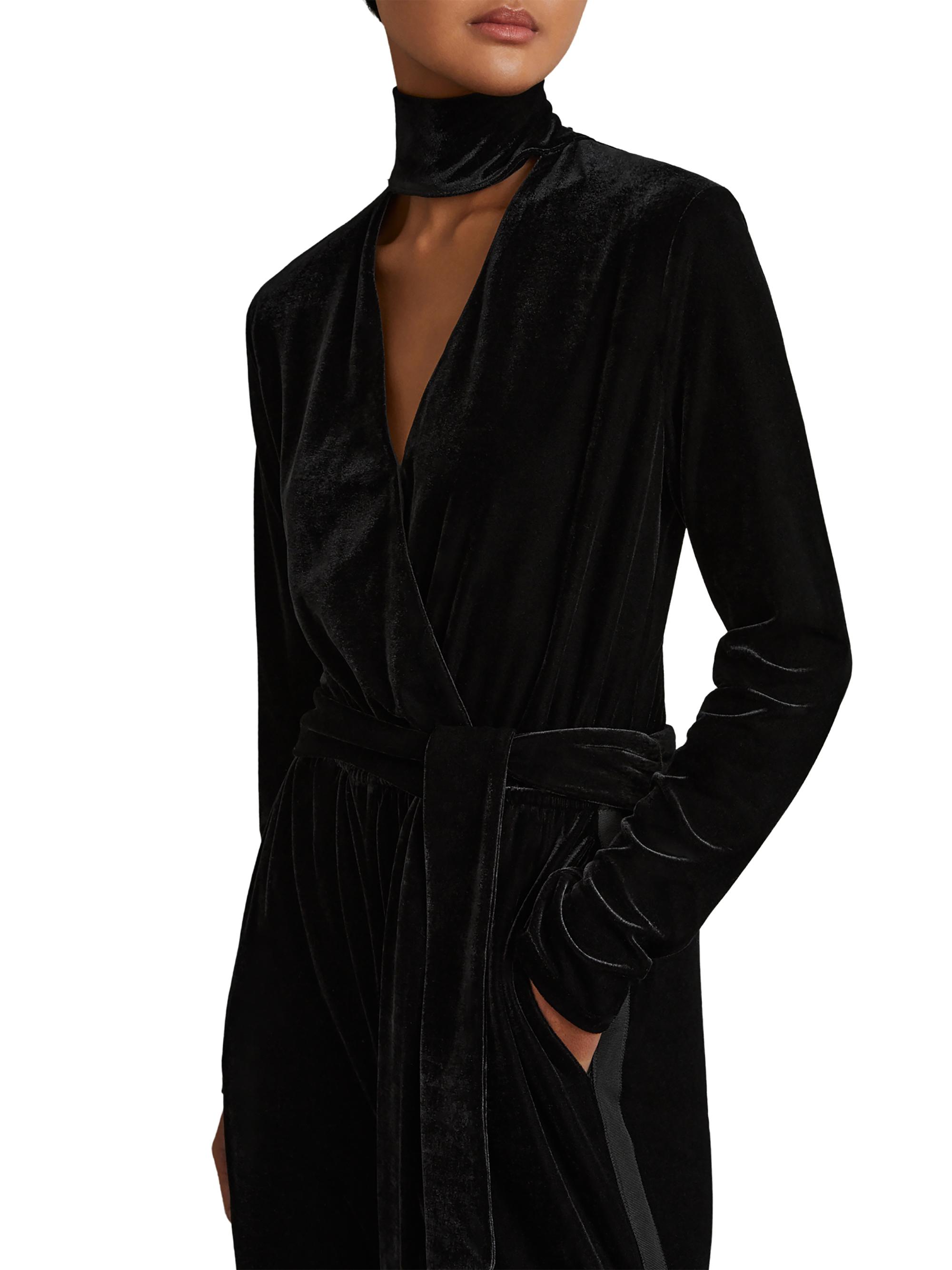 Reiss Vera Velvet Wrap Neck Jumpsuit | Saks Fifth Avenue