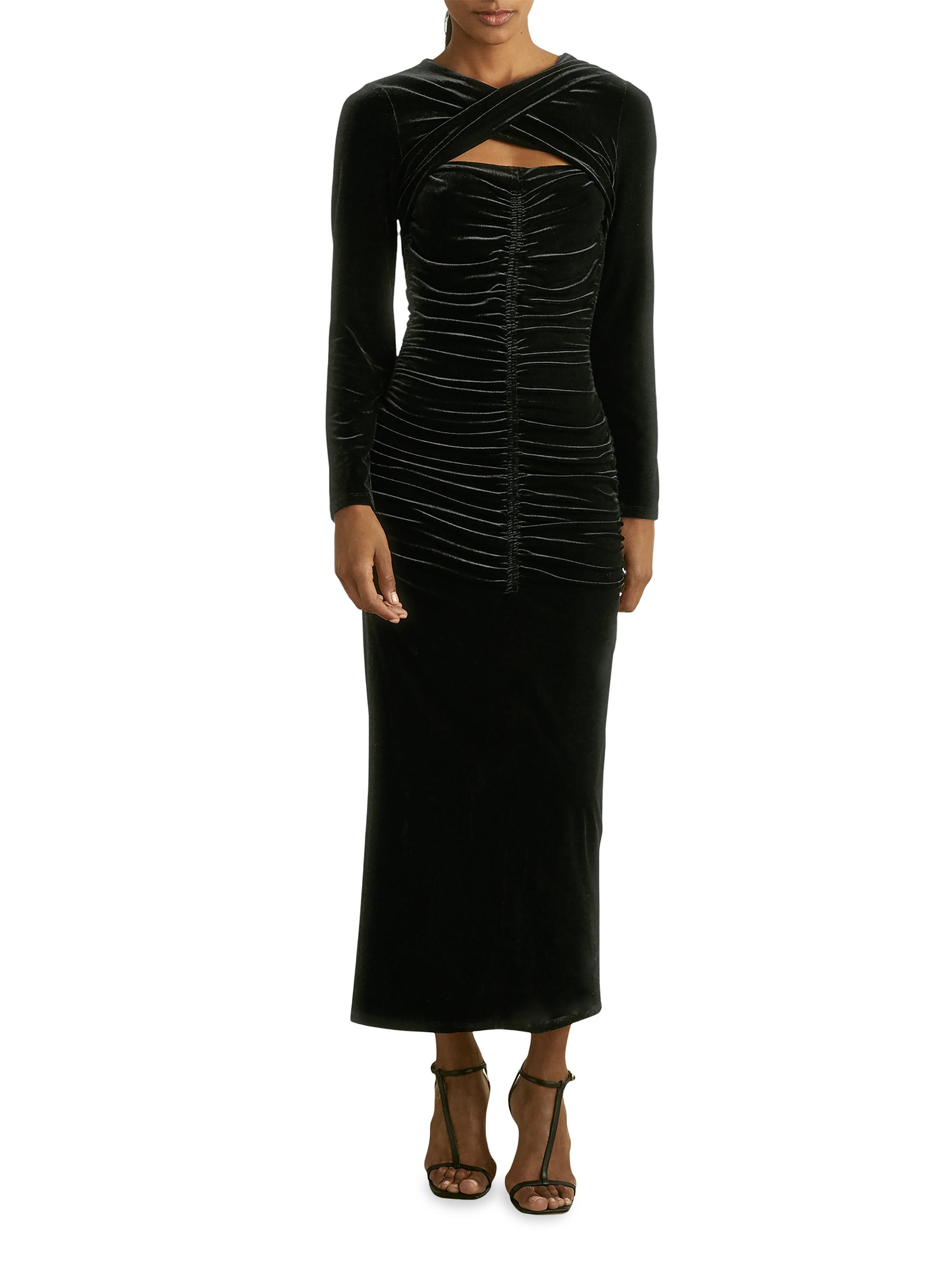 Reiss Sia Velvet Ruched Midi-Dress | Saks Fifth Avenue