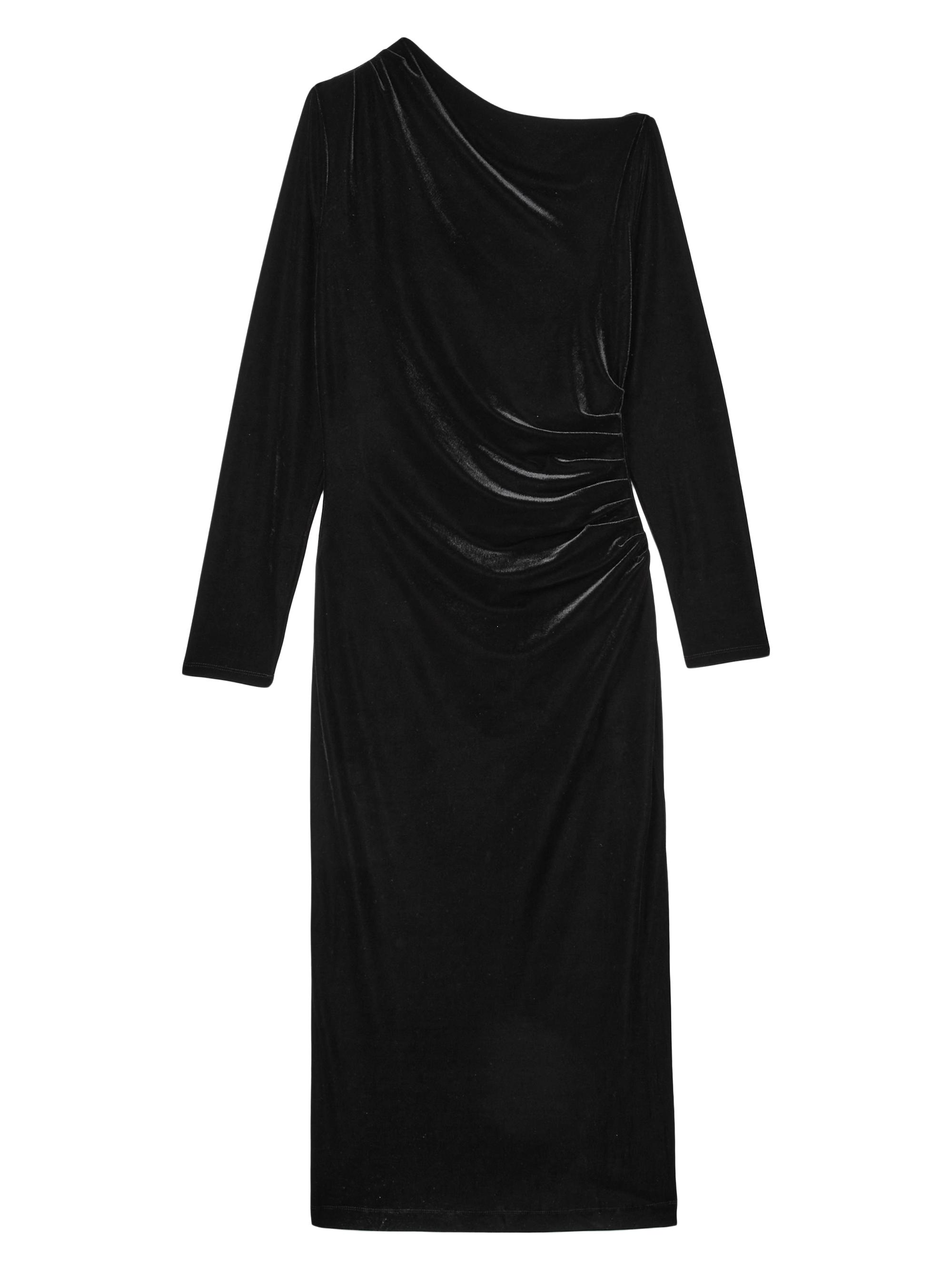 Reiss Women's Brooke Velvet Drape Midi-Dress - Black