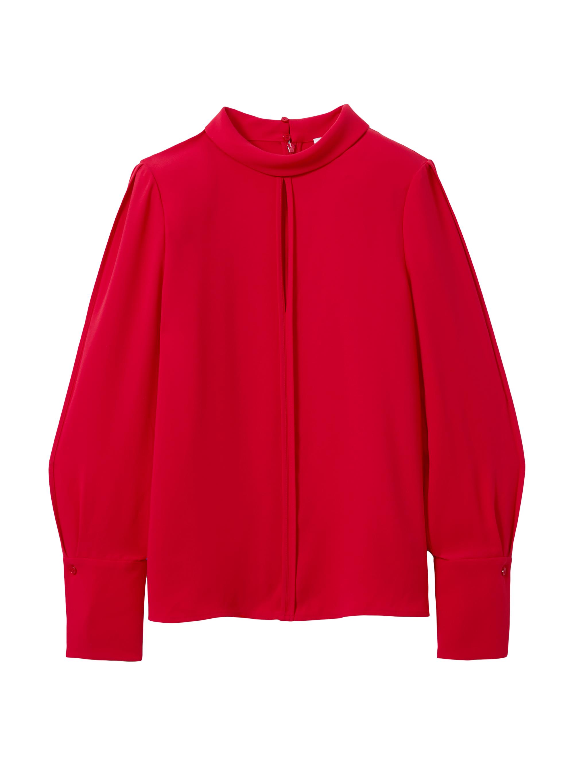Reiss Women's Cherry Padded-Shoulder Blouse - Red