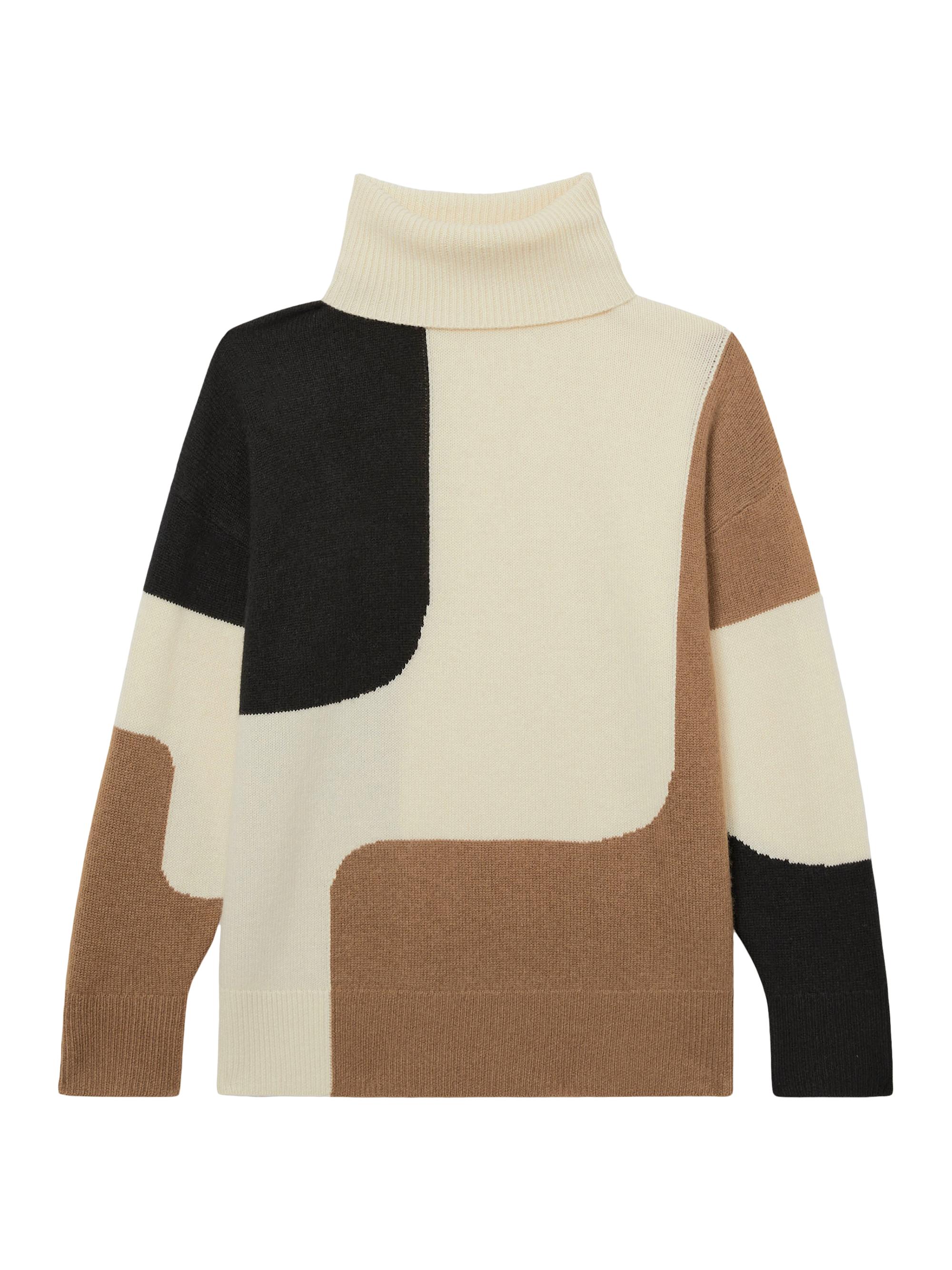 Reiss Women's Ezra Colorblocked Wool-Blend Turtleneck Sweater - Cream Brown