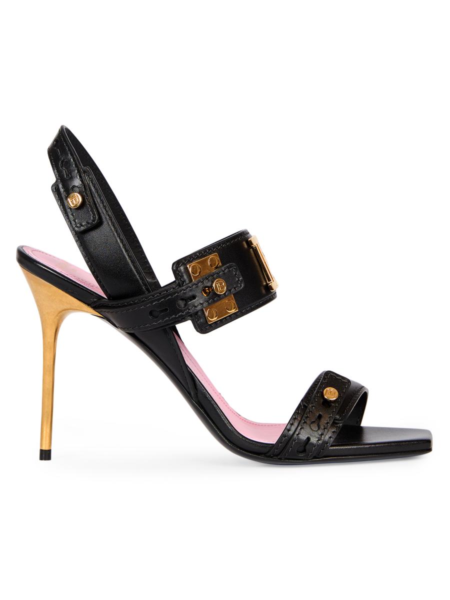 シューズ・サンダルその他 BALMAIN Woman Heeled sandals Black EN0UR132LIVS EAD Balmain 110mm Leather Sandals | Black | FARFETCH
