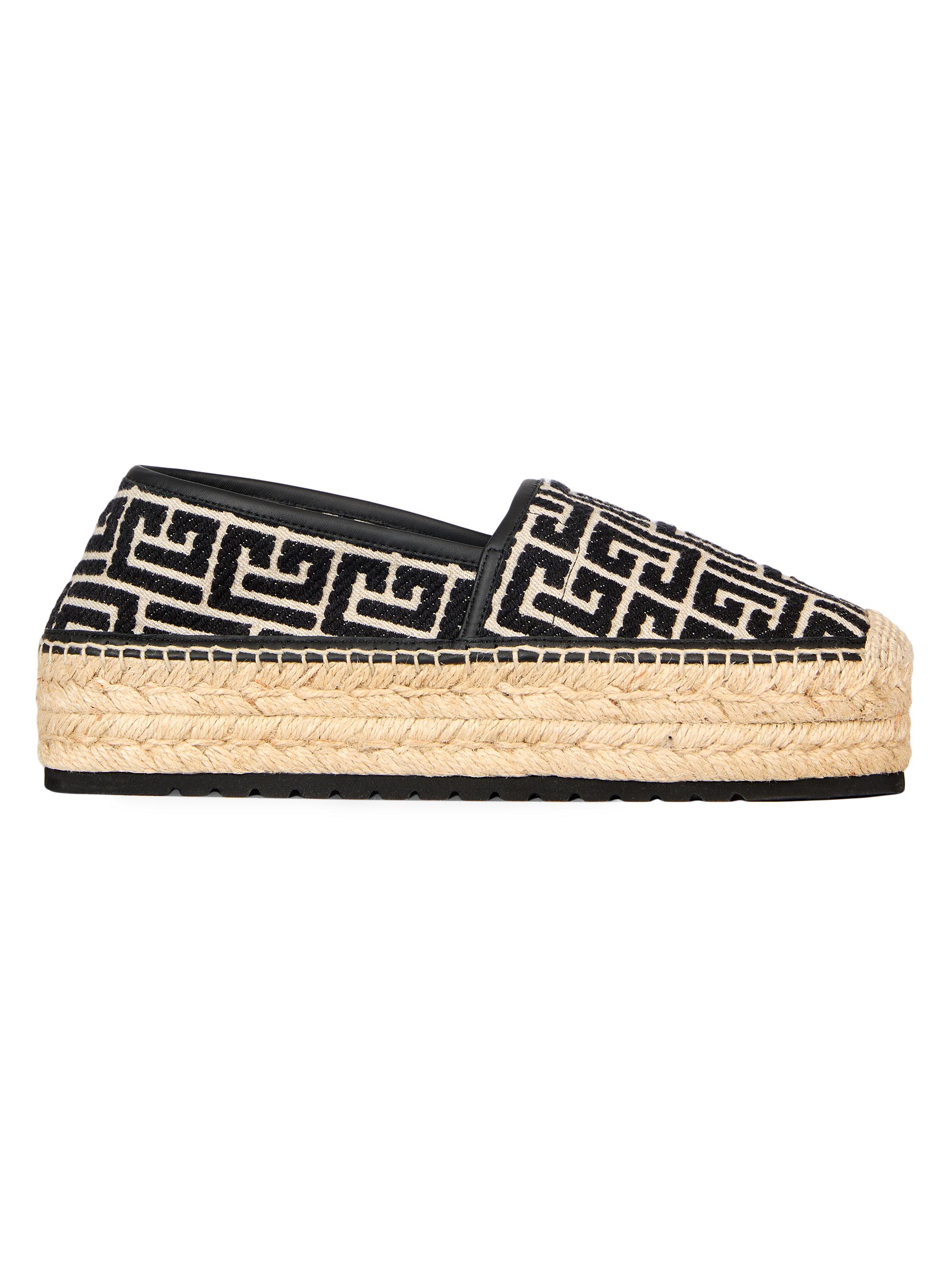 Balmain Women's Alex Monogrammed Jacquard Espadrilles -  Noir