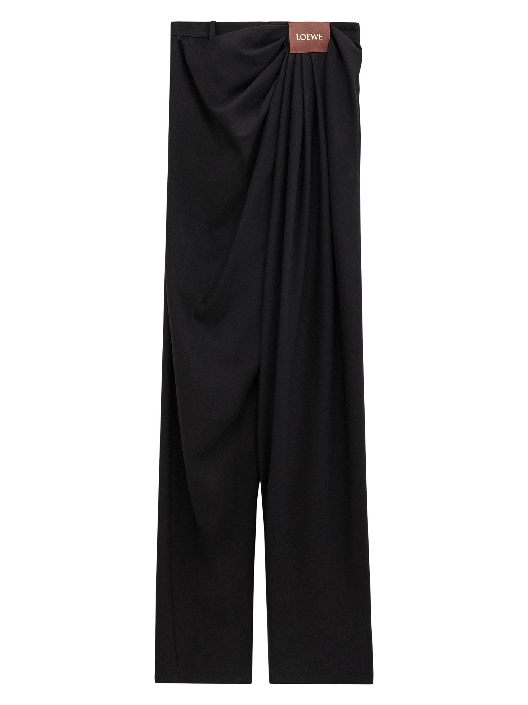LOEWE Men's Draped Cotton-Silk Trousers - Black