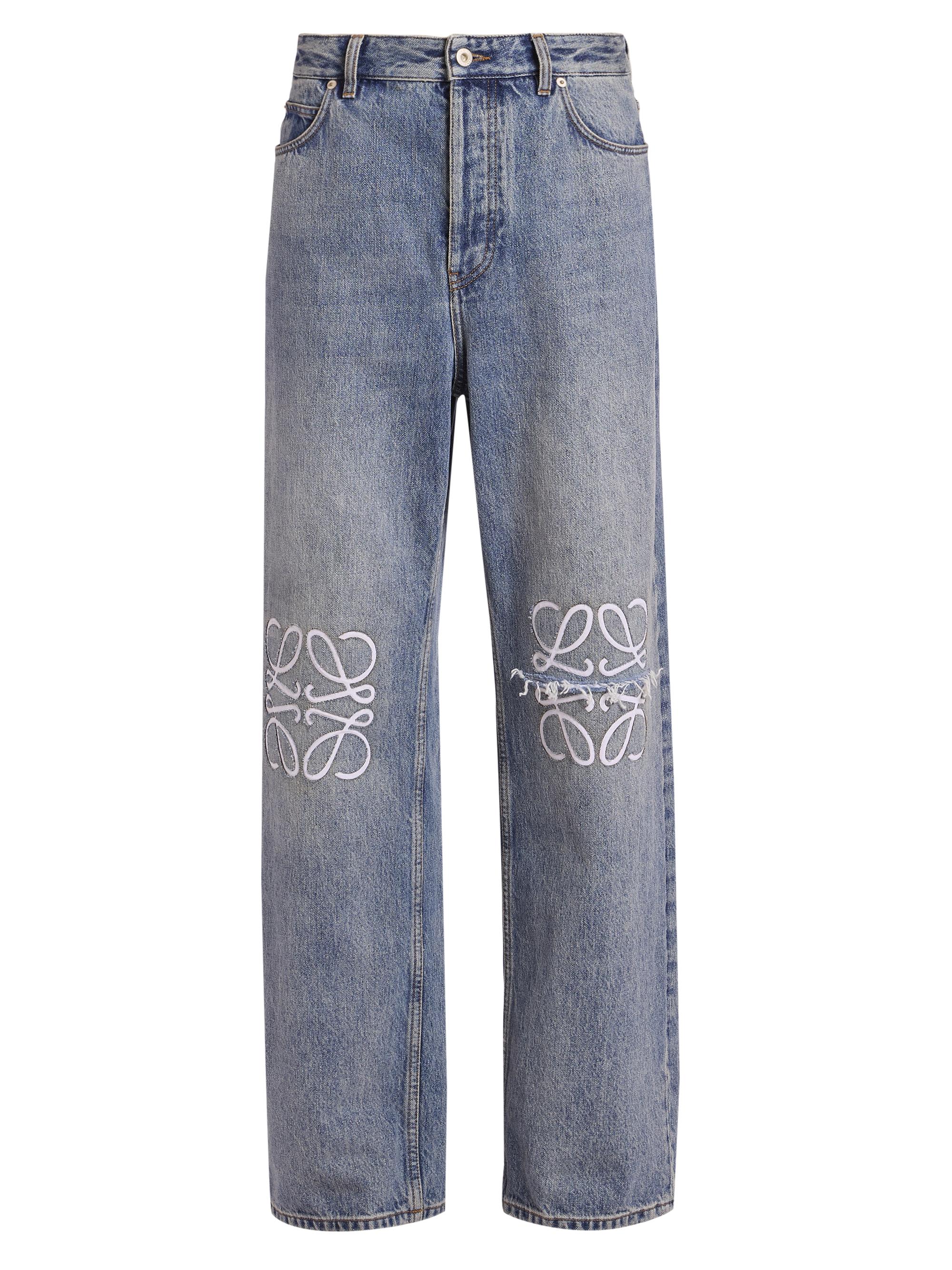LOEWE Embroidered Anagram Straight-Leg Jeans | Saks Fifth Avenue