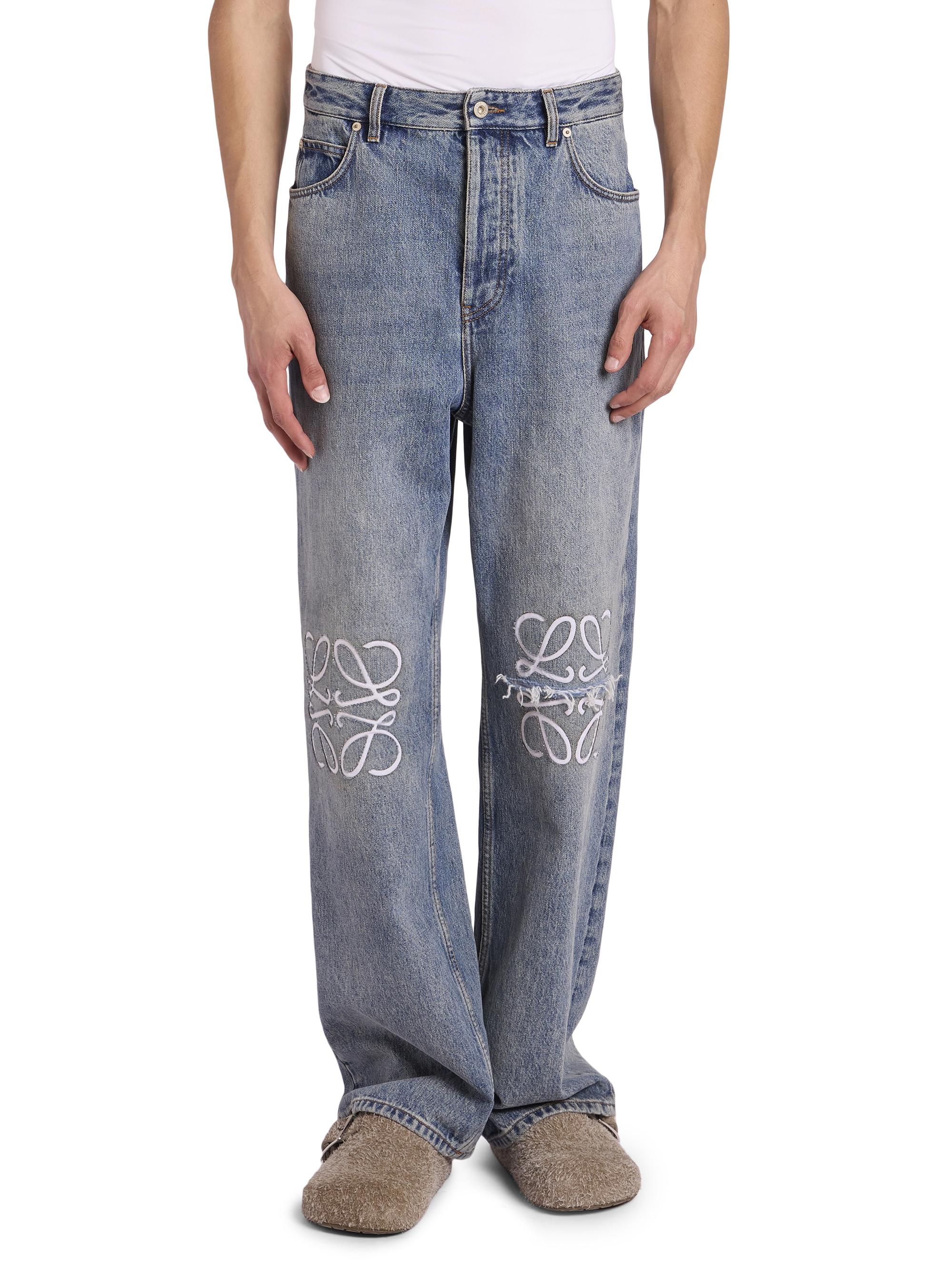 LOEWE Embroidered Anagram Straight-Leg Jeans | Saks Fifth Avenue