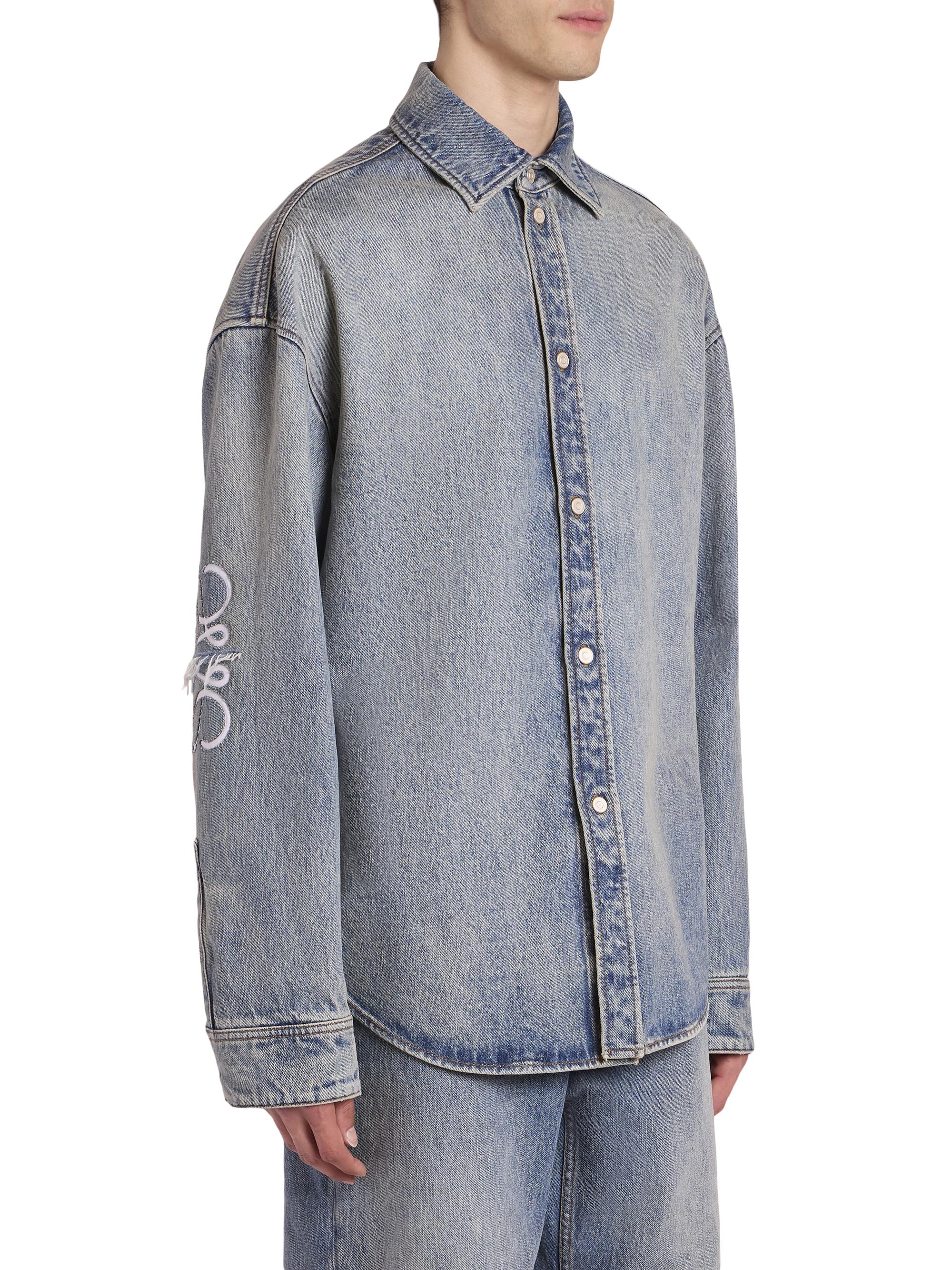 LOEWE グレー デニムシャツ　サイズ46 LOEWE(ロエベ) アナグラムオーバーシャツ(デニム） H526Y1DW13