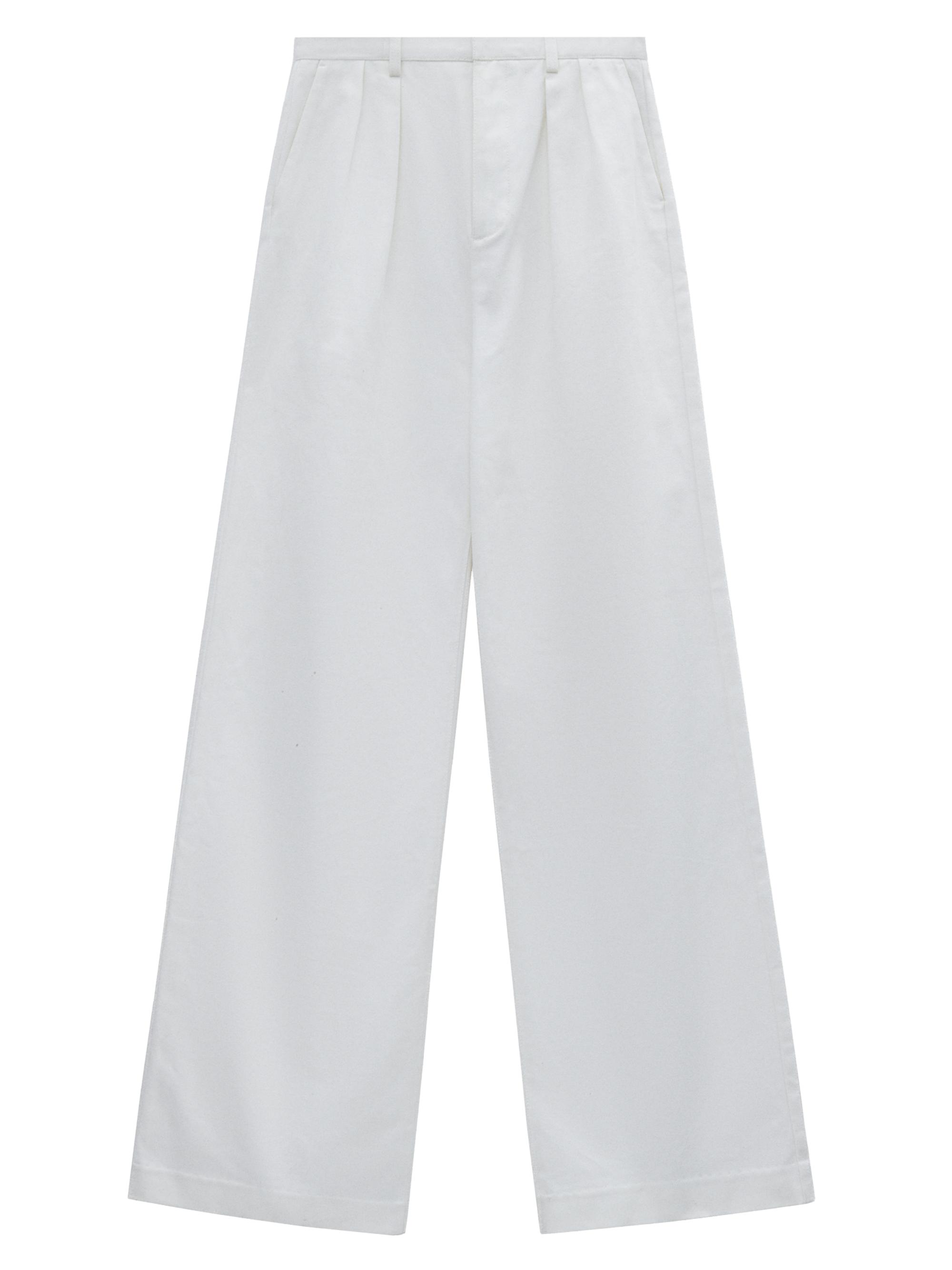 LOEWE Men's Pleated Cotton Wide-Leg Trousers - White