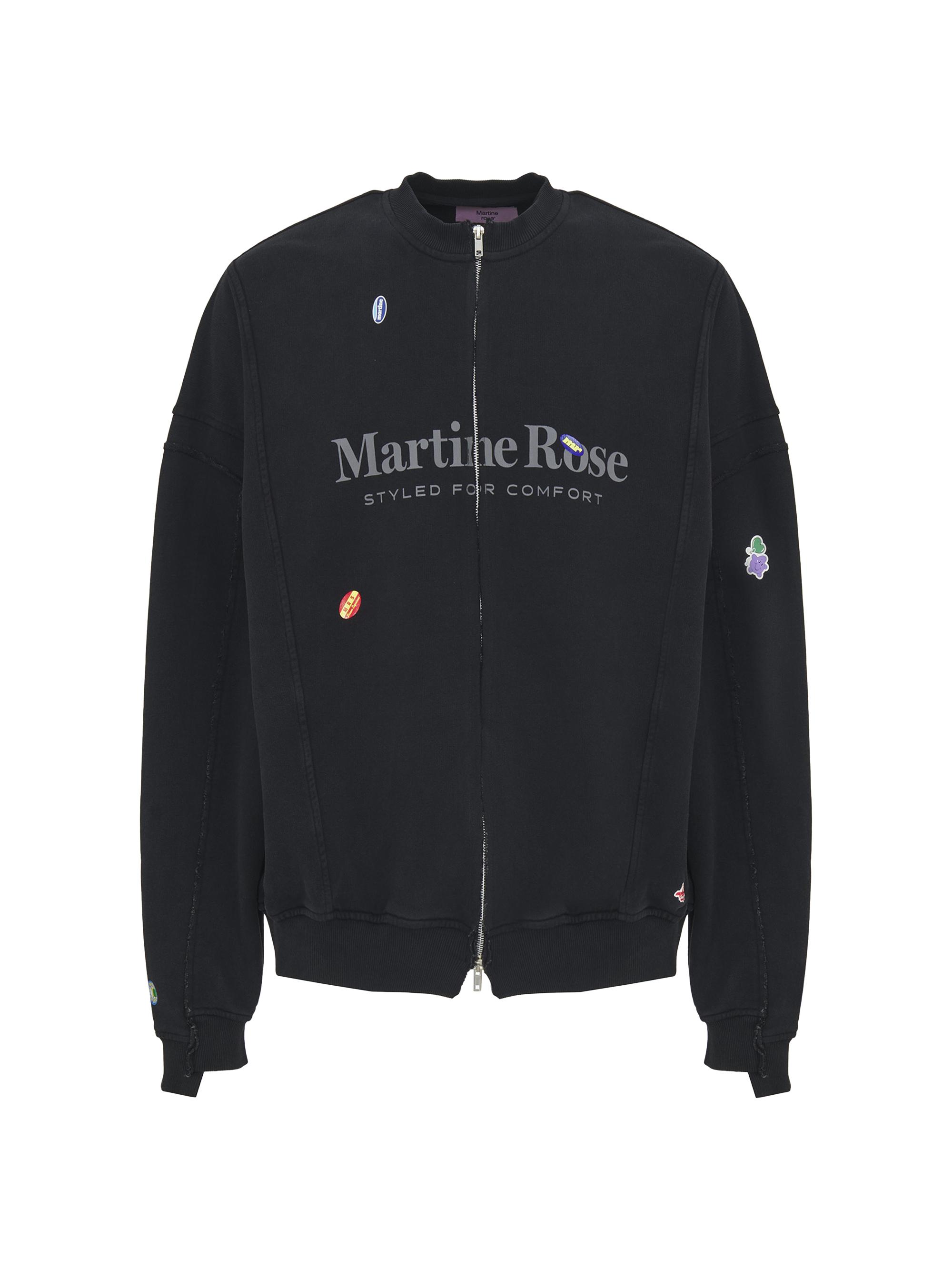 Martine Rose Men's Zip-Front Crewneck Jacket - Blackwashedblackmarlboro
