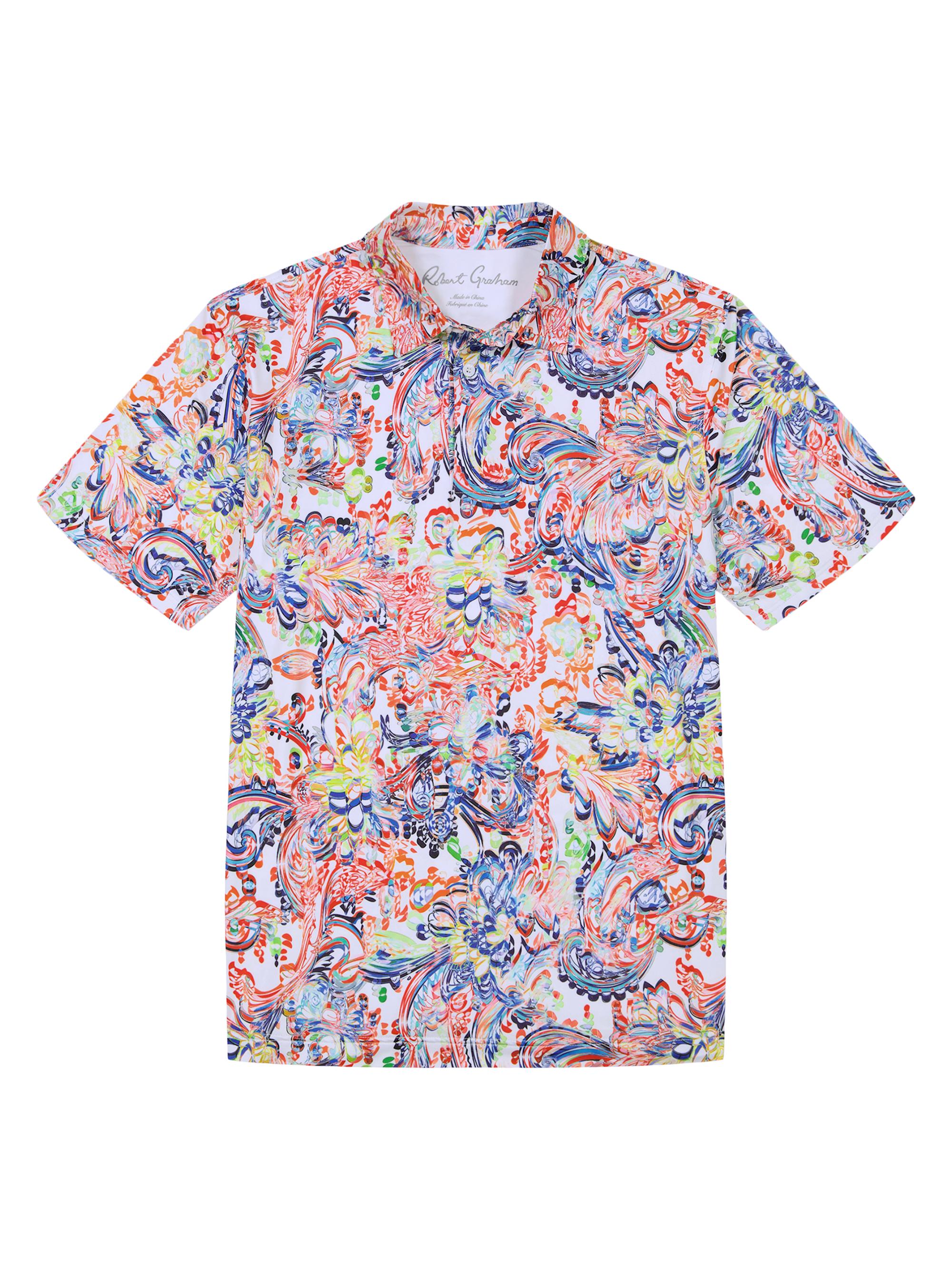 Robert Graham Men's Oden Floral Knit Cotton-Blend Polo Shirt