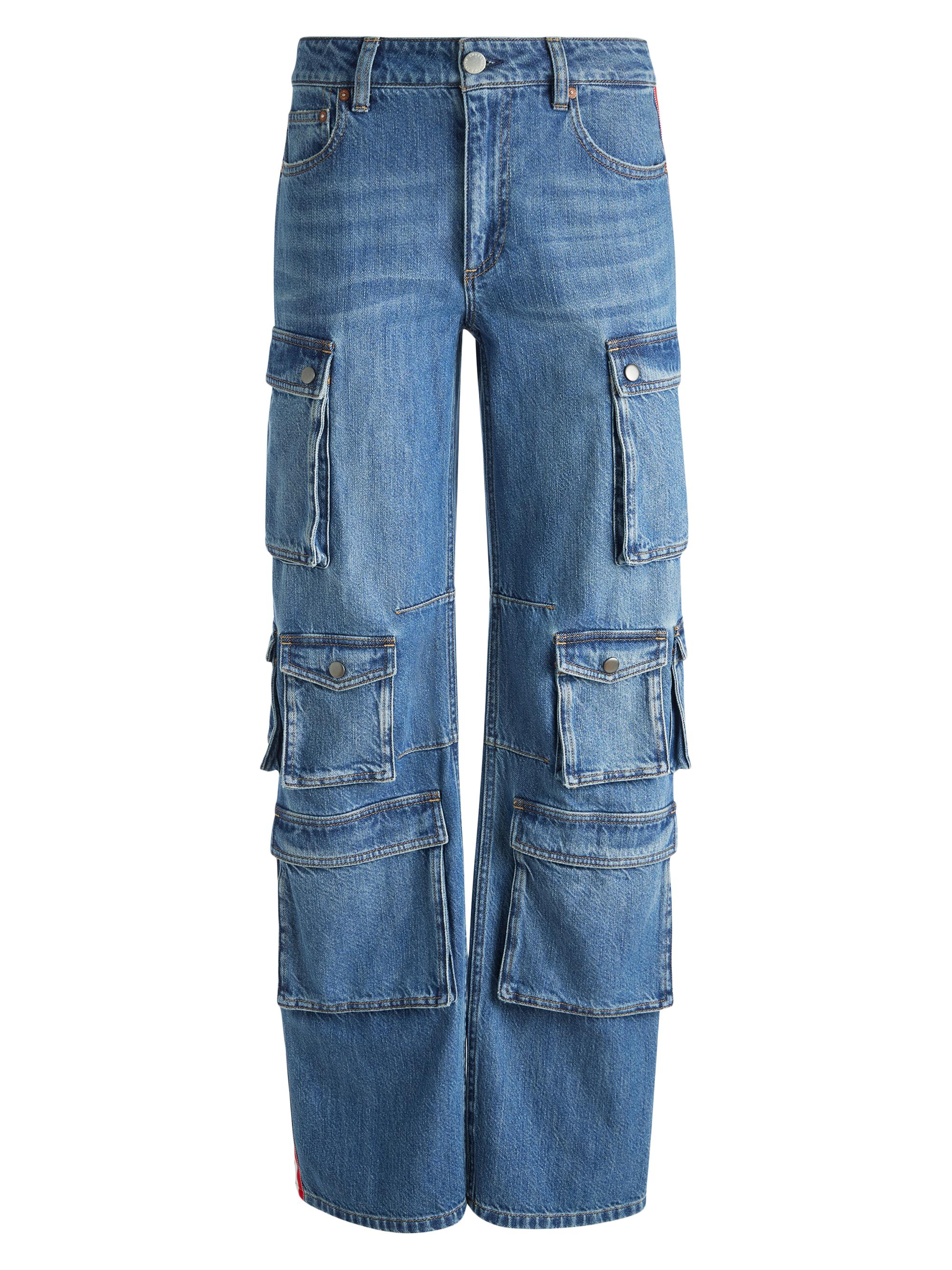 Alice + Olivia Women's Olympia Mr Baggy Cargo Jeans - Avery Blue Bright Ruby