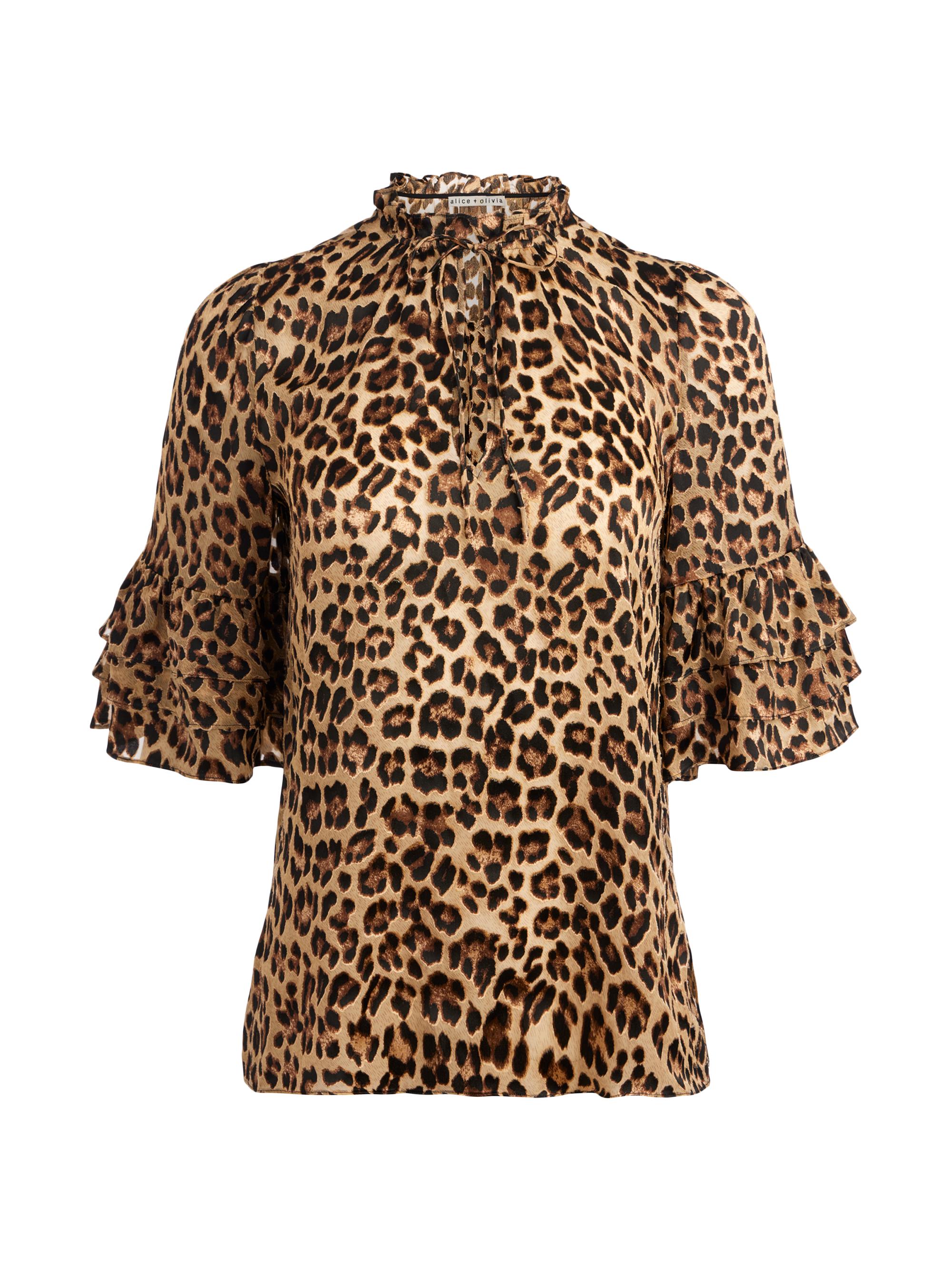 Alice + Olivia Women's Ilan Leopard Print Blouse - Spotted Leopard Dark Tan