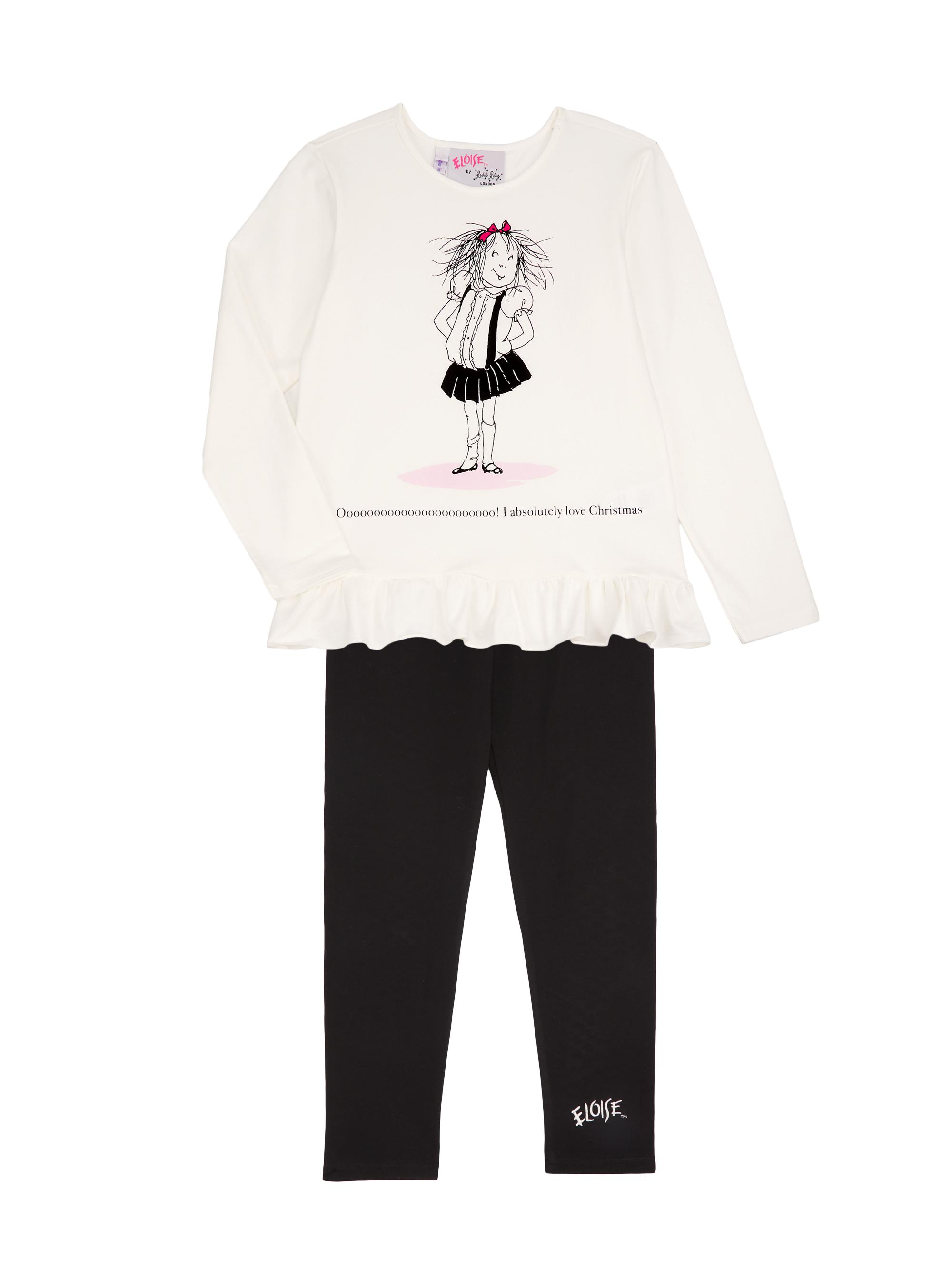 Rachel Riley Little Girl's & Girl's Eloise Christmas Long-Sleeve T-Shirt & Leggings Set - Black