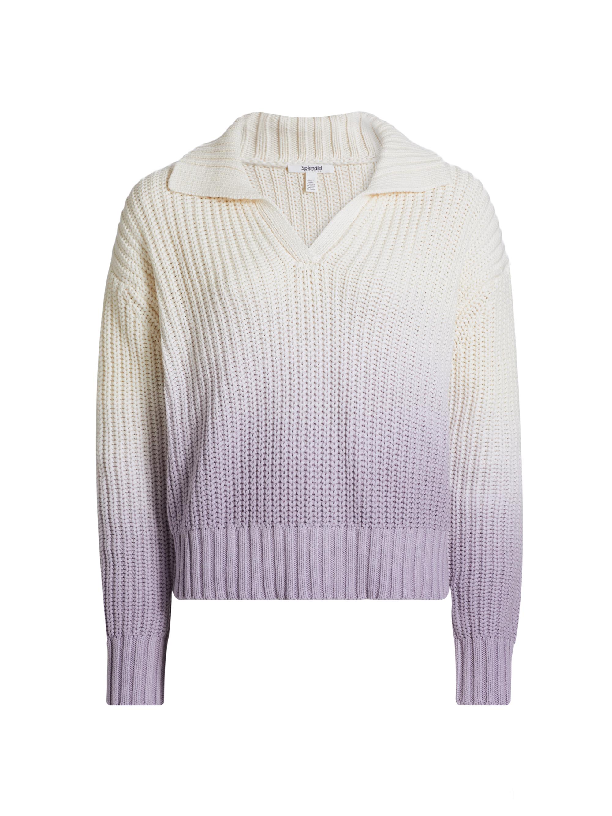 Splendid Women's Raya Ombré Knit Polo Sweater - Lavender Ombre