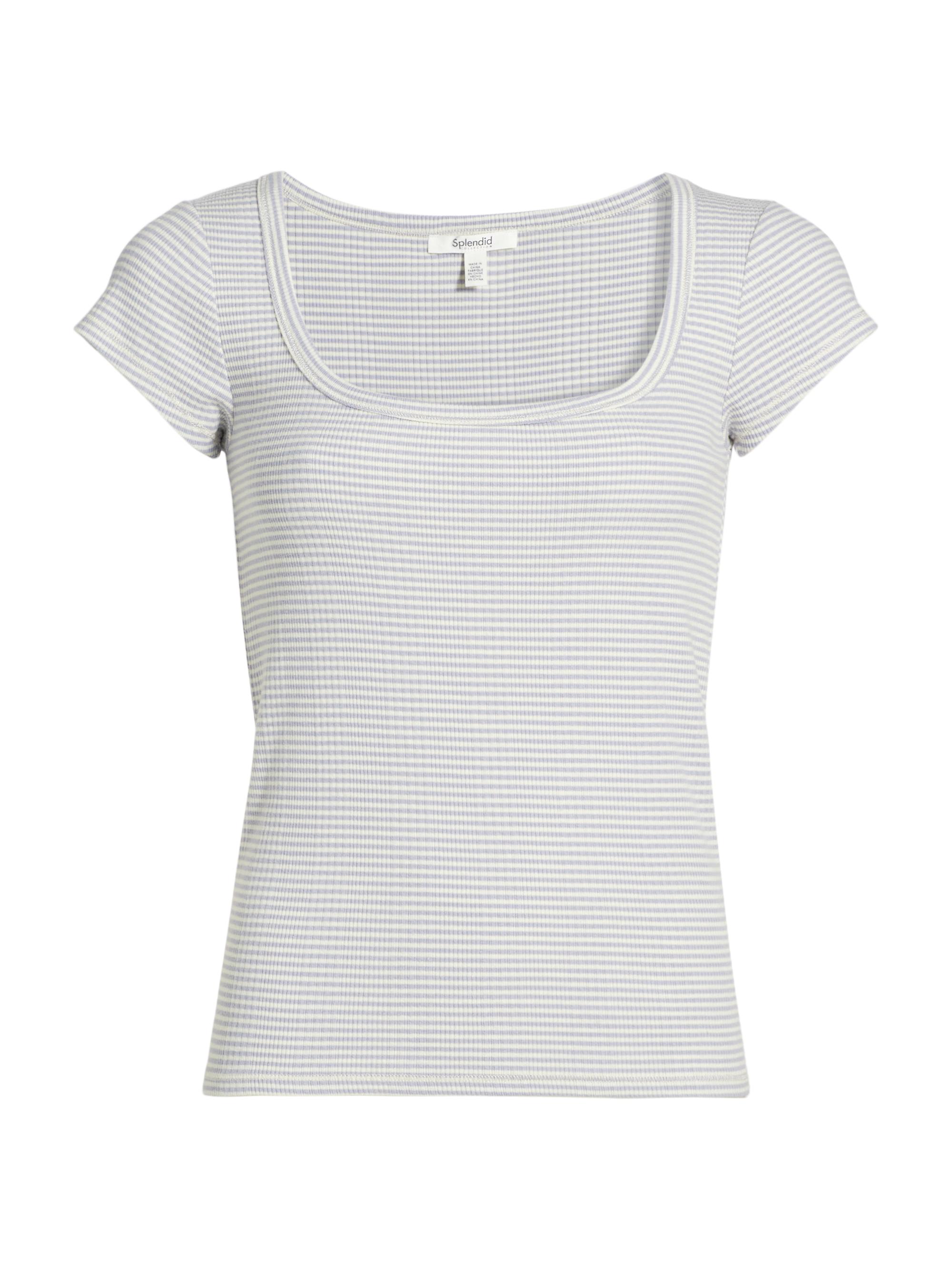 Splendid Women's Selena Striped Rib-Knit T-Shirt - Star Stripe