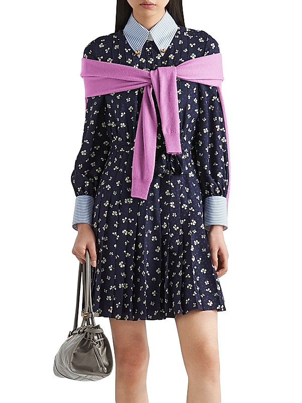 Shop Prada Jacquard Print Mini-Dress | Saks Fifth Avenue Shop Prada Jacquard Print Mini-Dress | Saks Fifth Avenue
