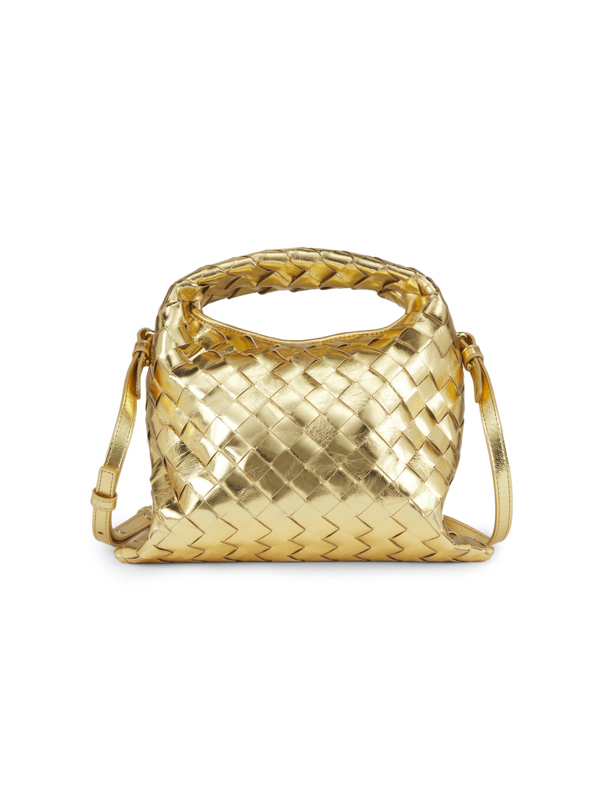 Bottega Veneta Women's Mini Hop Intrecciato Metallic Leather Bag - Gold