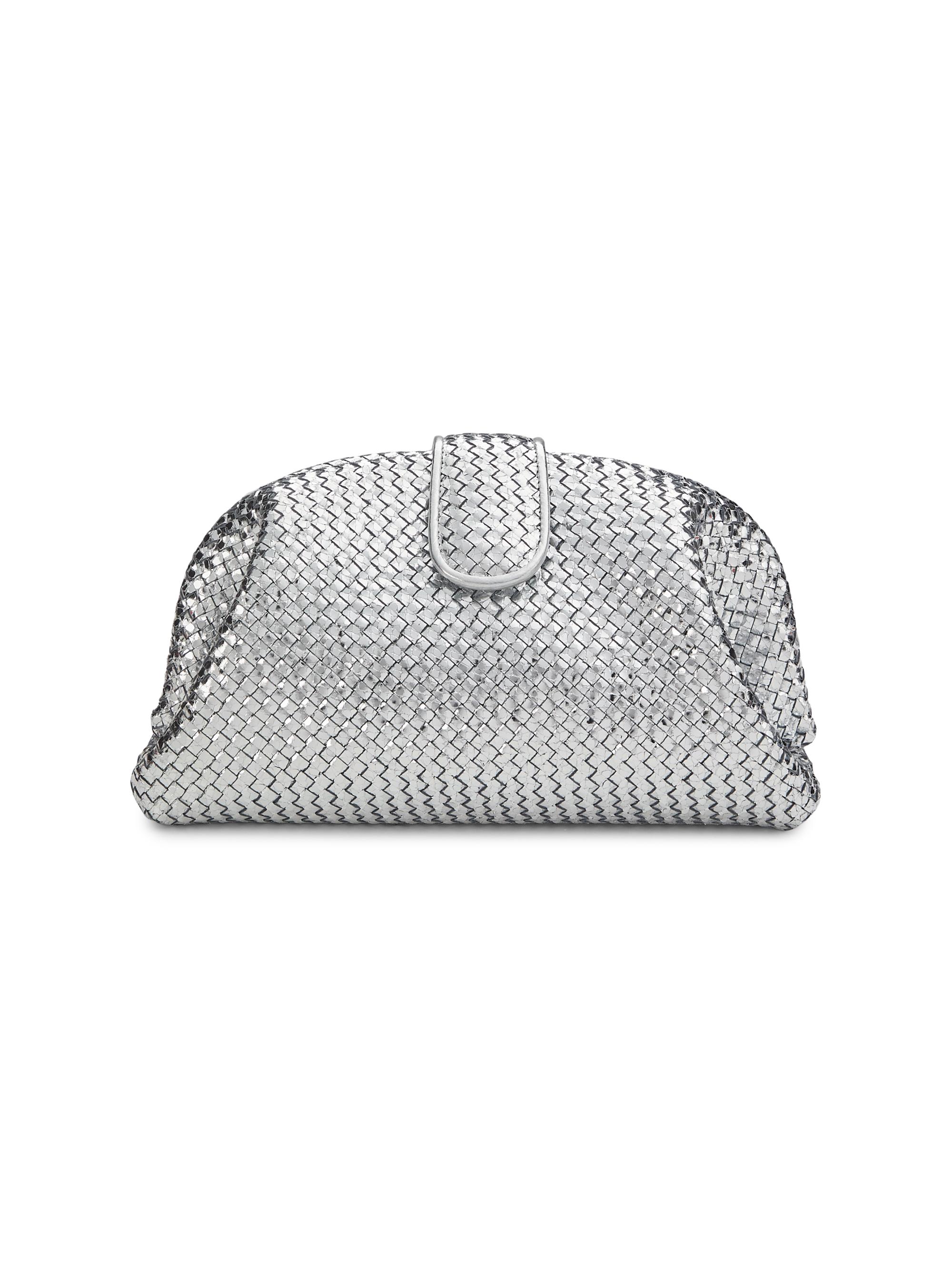 Bottega Veneta Women's Lauren 1980 Metallic Leather Clutch - Silver