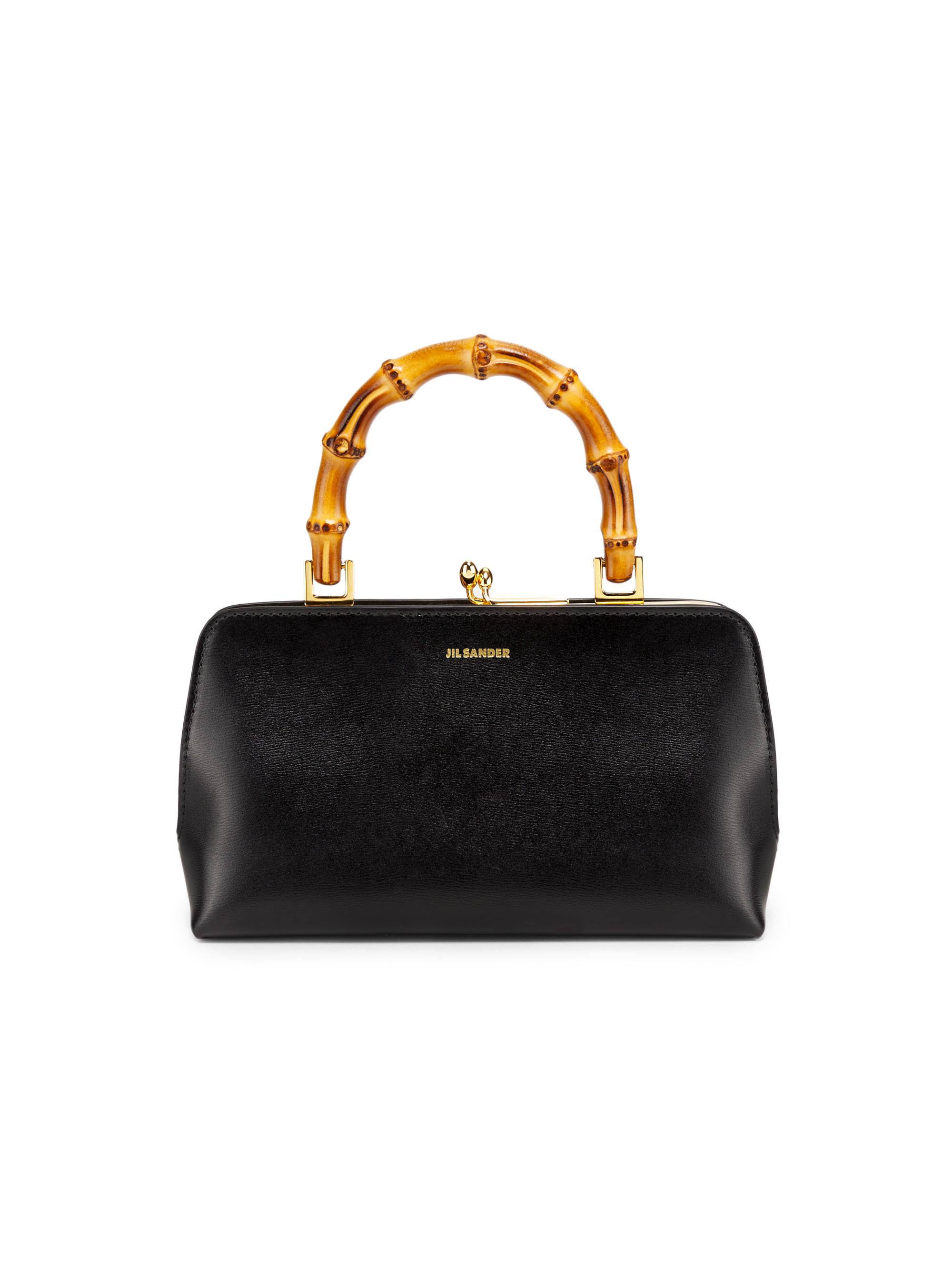 Jil Sander Women's Cannolo  Leather Top Handle Bag - Nero