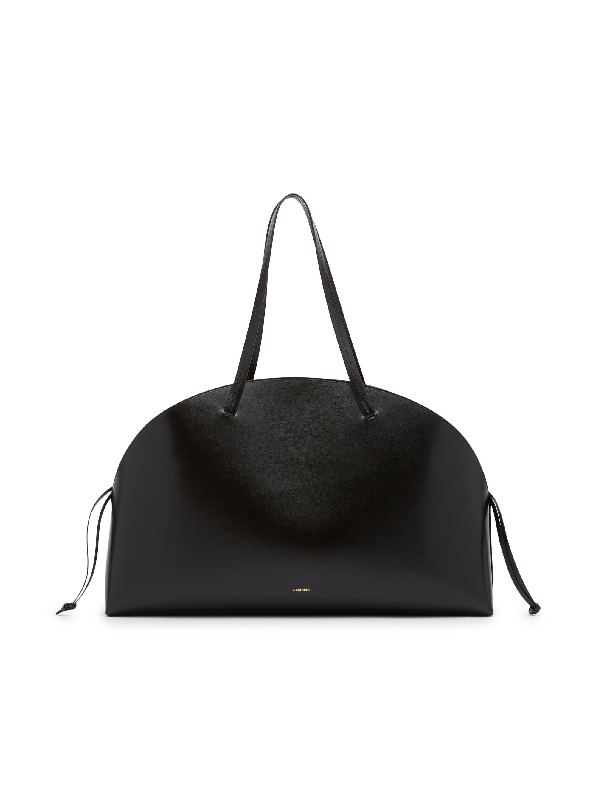 Jil Sander Women's Curve Leather Drawstring Shoulder Bag - Black