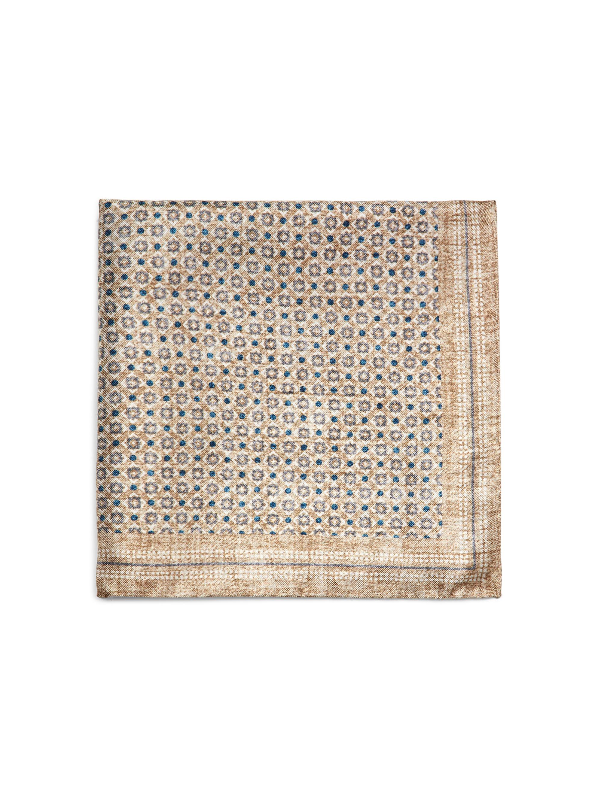 Saks Fifth Avenue Men's Geometric-Print Silk Pocket Square - Cream