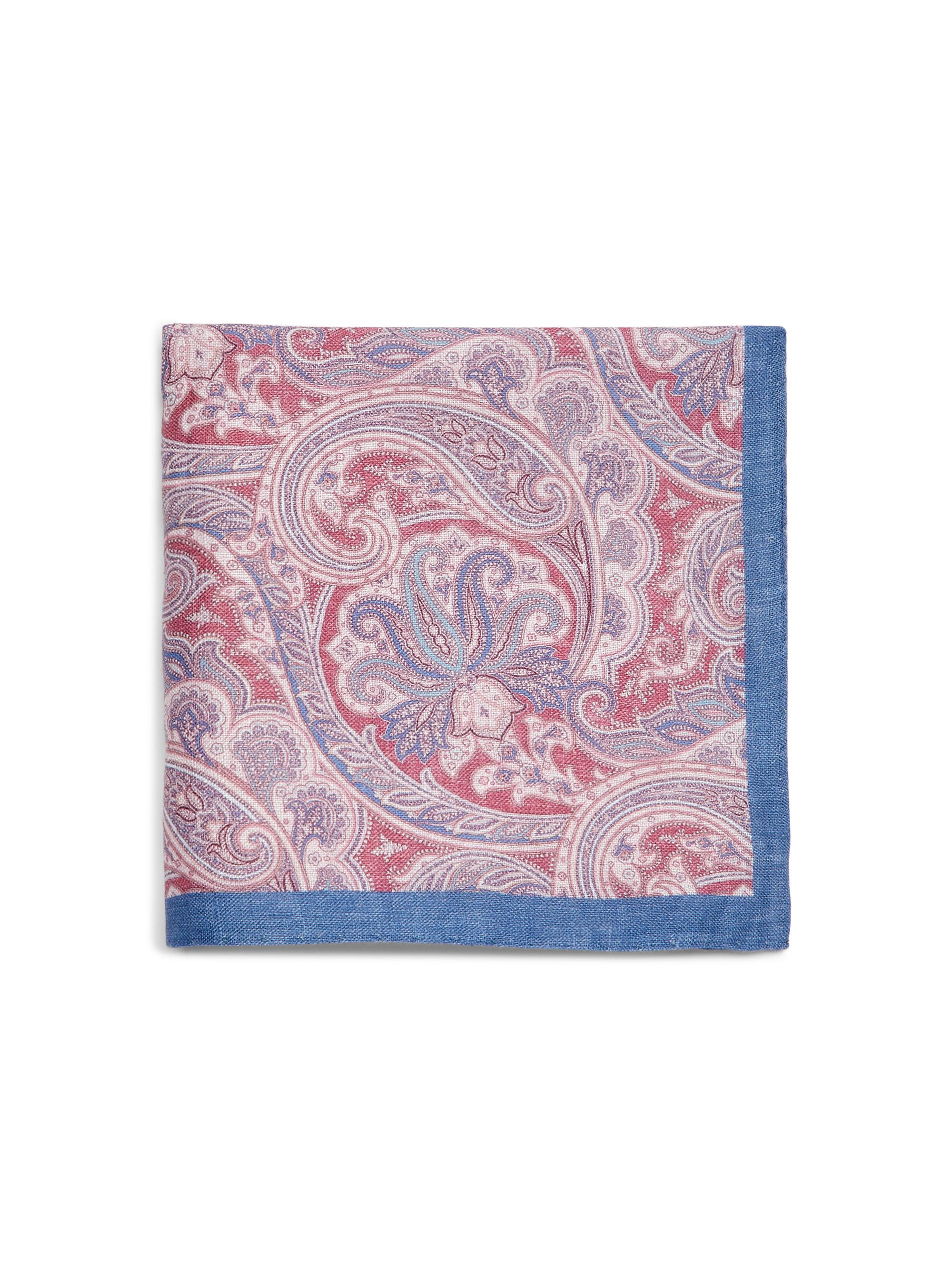 Saks Fifth Avenue Men's Paisley Linen Pocket Square - Red