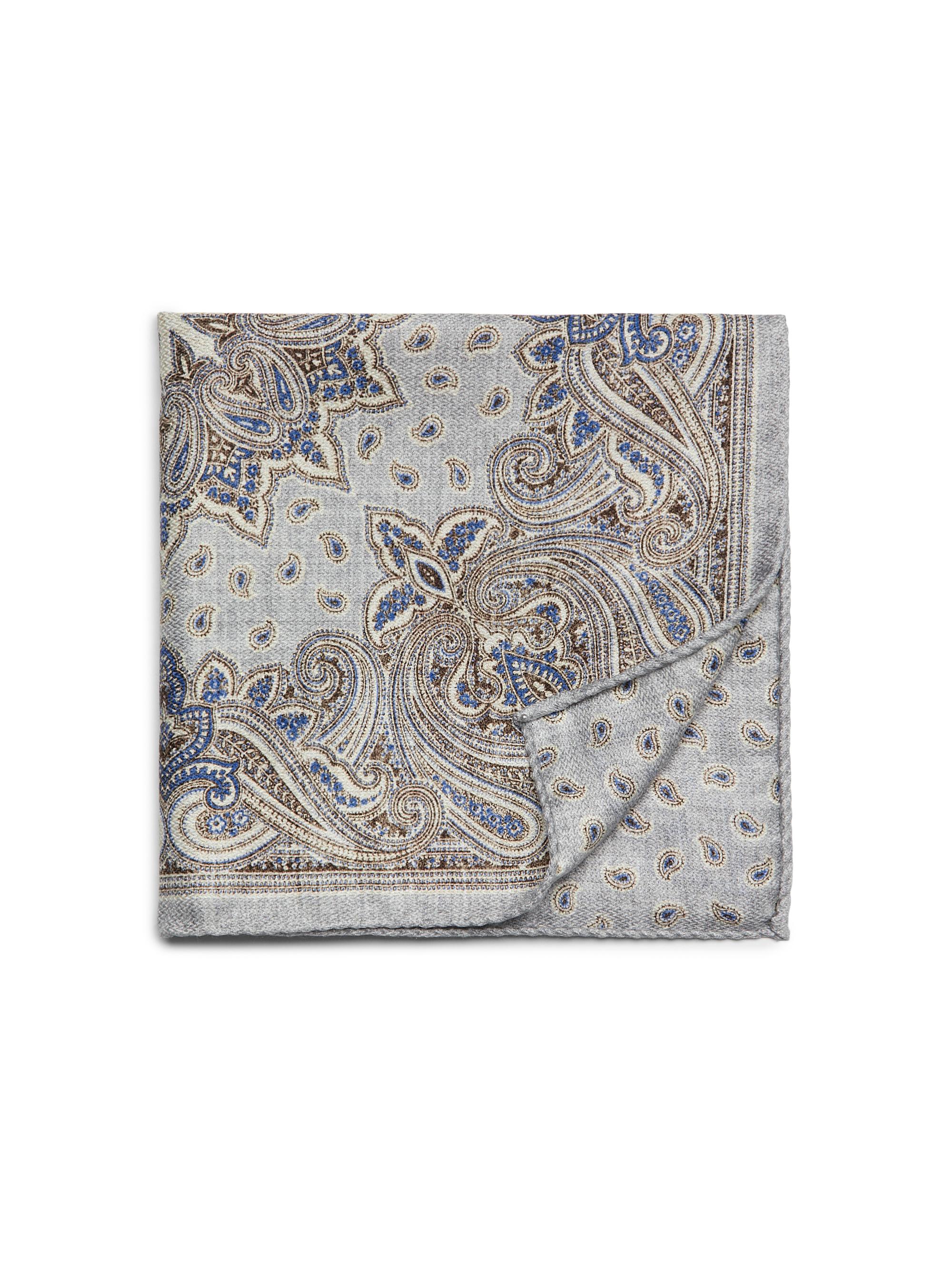 Saks Fifth Avenue Men's Double-Face Paisley Woven Silk Pocket Square - Grey