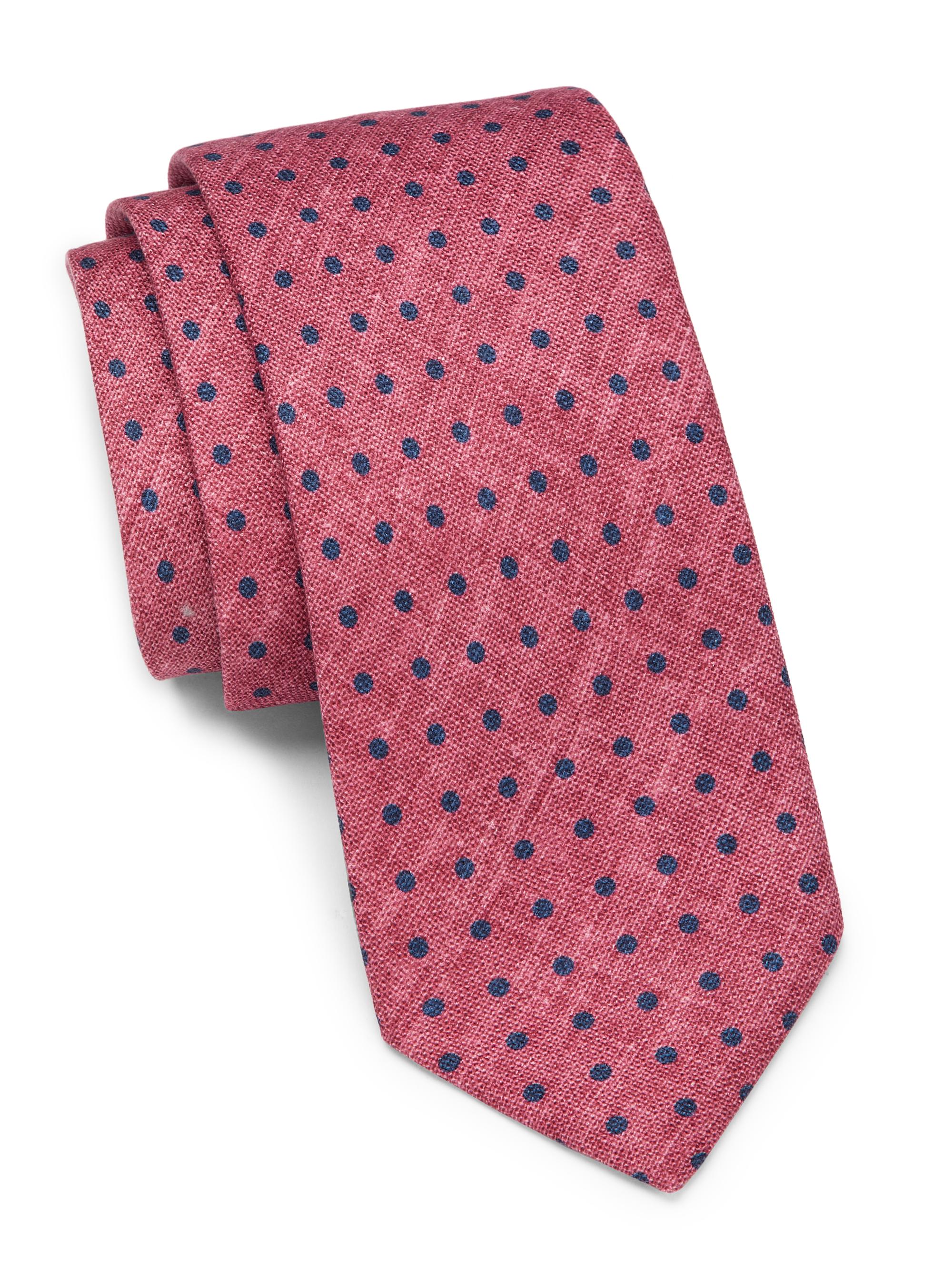 Saks Fifth Avenue Men's Polka Dot Silk Tie - Coral