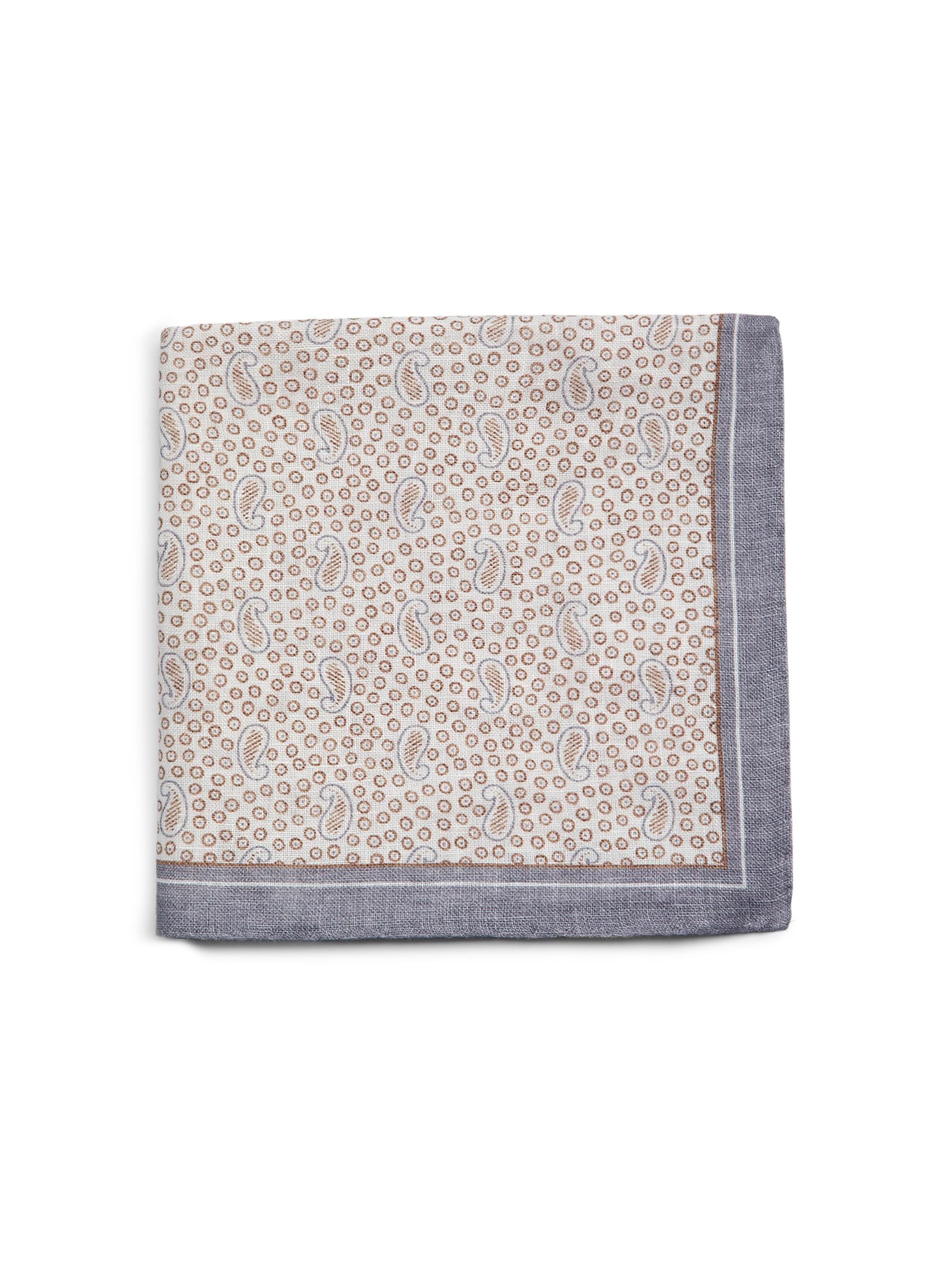 Saks Fifth Avenue Men's Paisley Linen Pocket Square - Cream