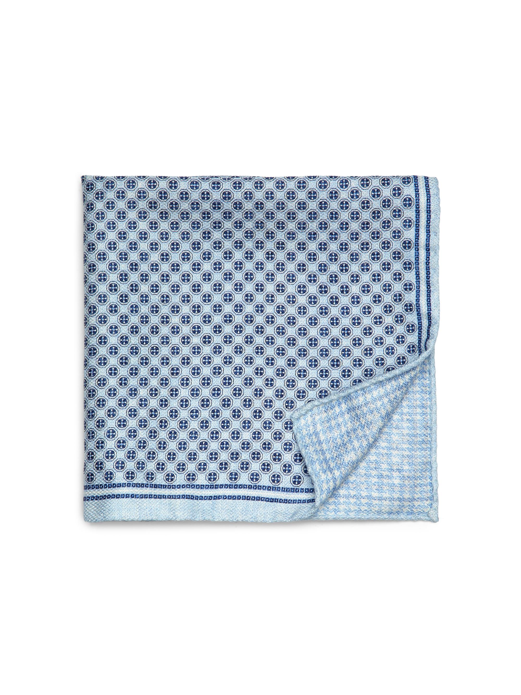 Saks Fifth Avenue Men's Circle-Print Silk Pocket Square - Sky