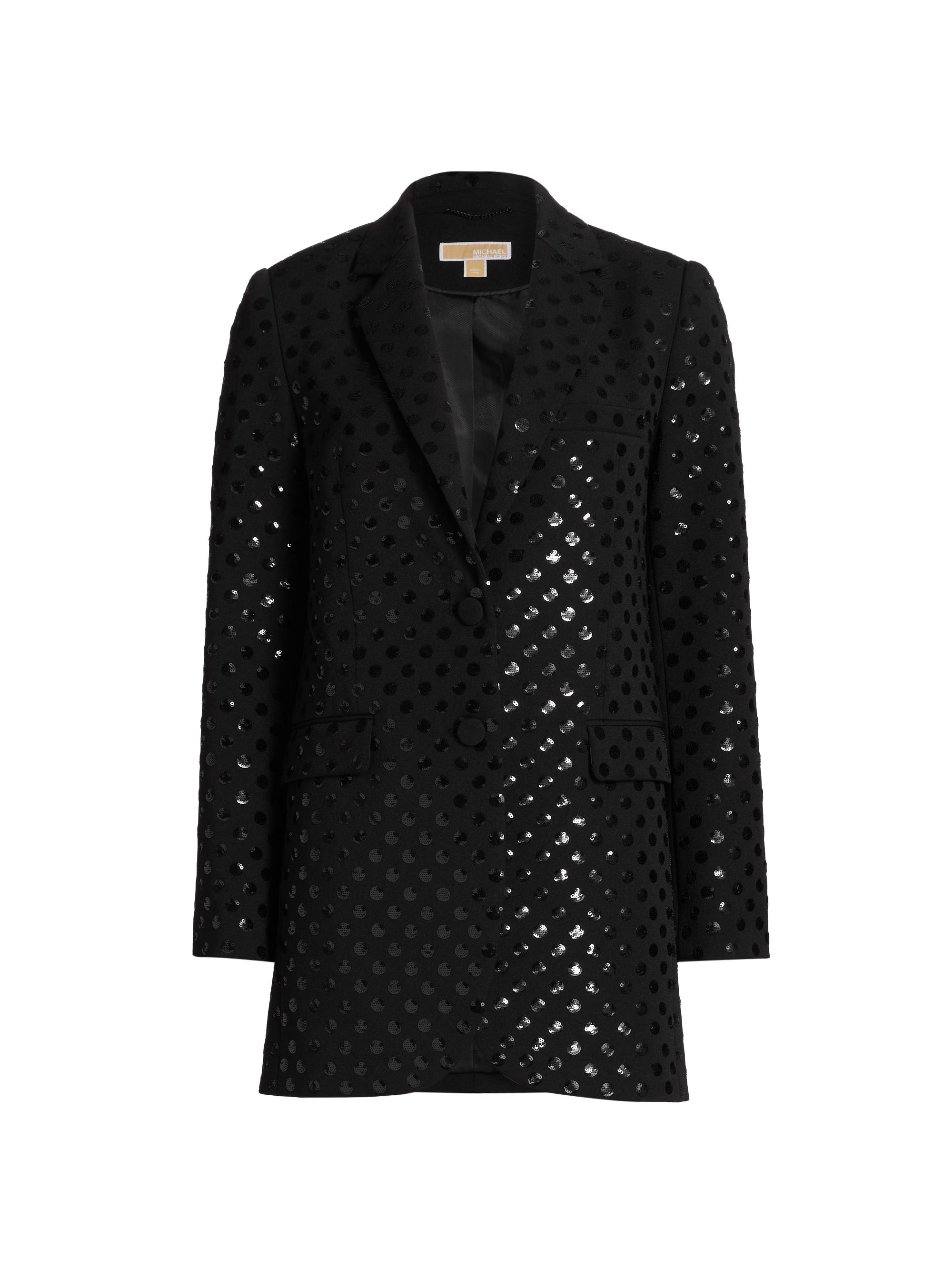 MICHAEL Michael Kors Women's Mensy Sequined Tuxedo-Style Blazer - Black