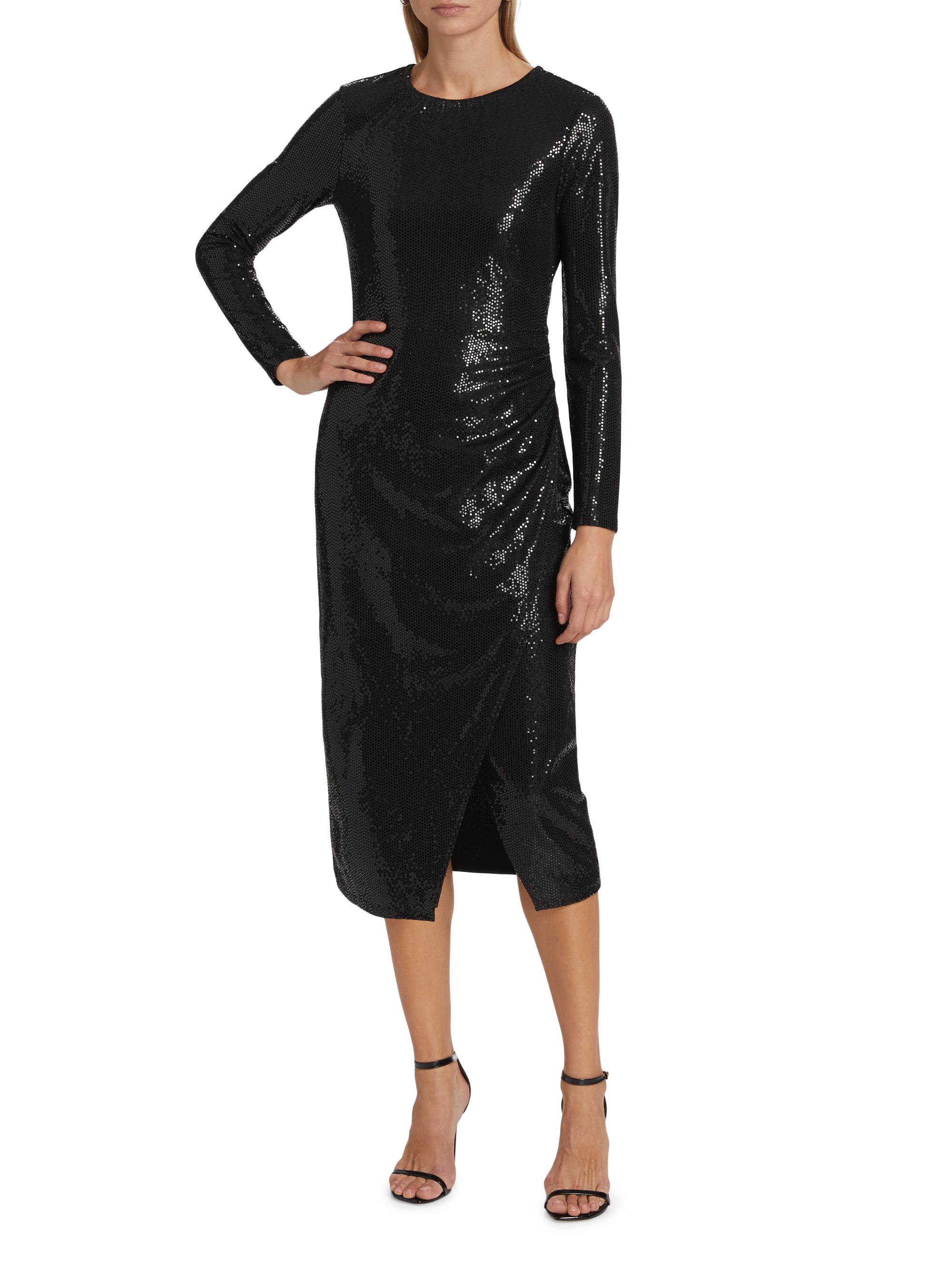 MICHAEL Michael Kors Sequined Shirred Jersey Cocktail Dress Saks