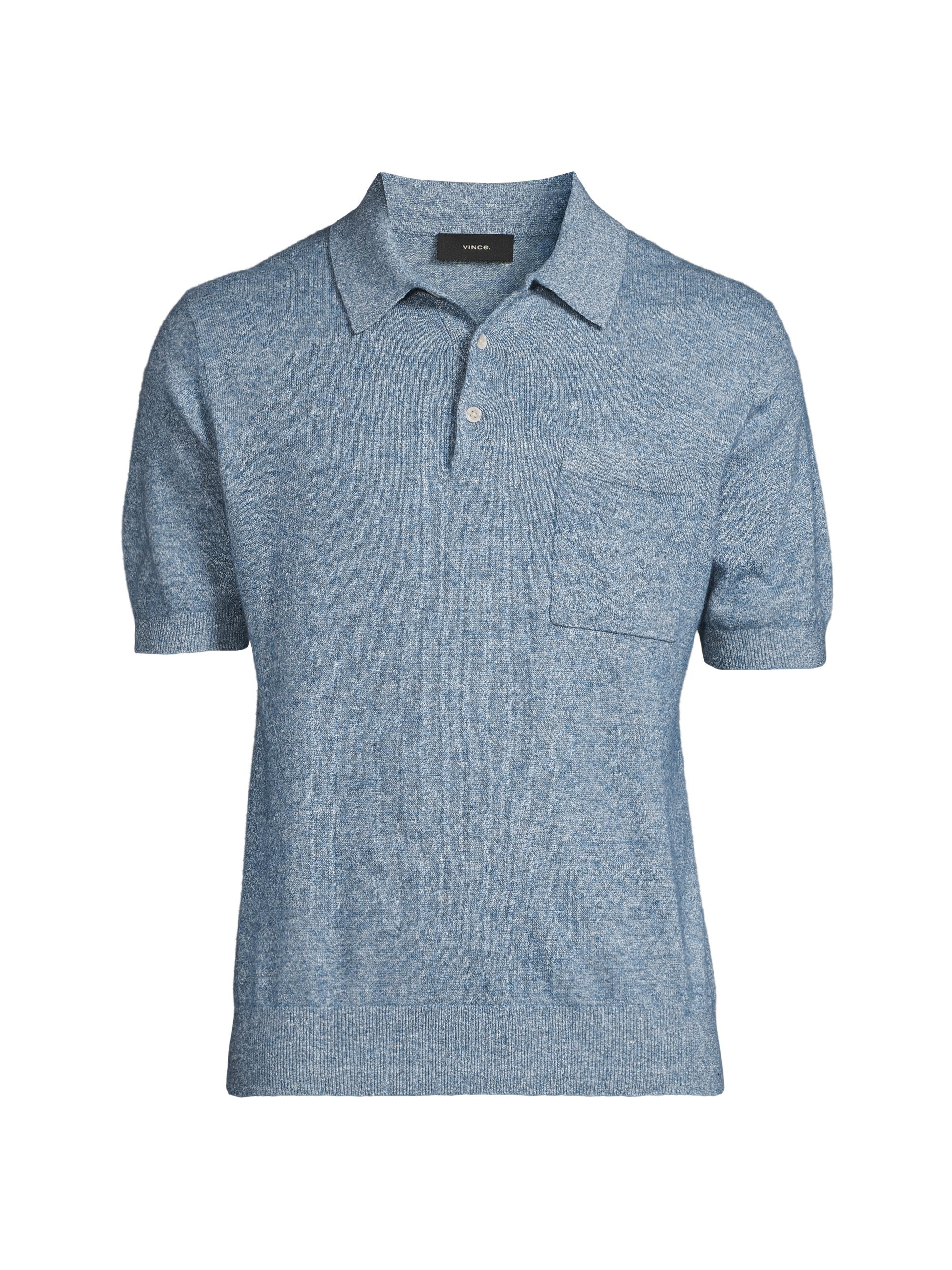 Vince Men's Pocket Knit Polo Shirt - Cabo Blue
