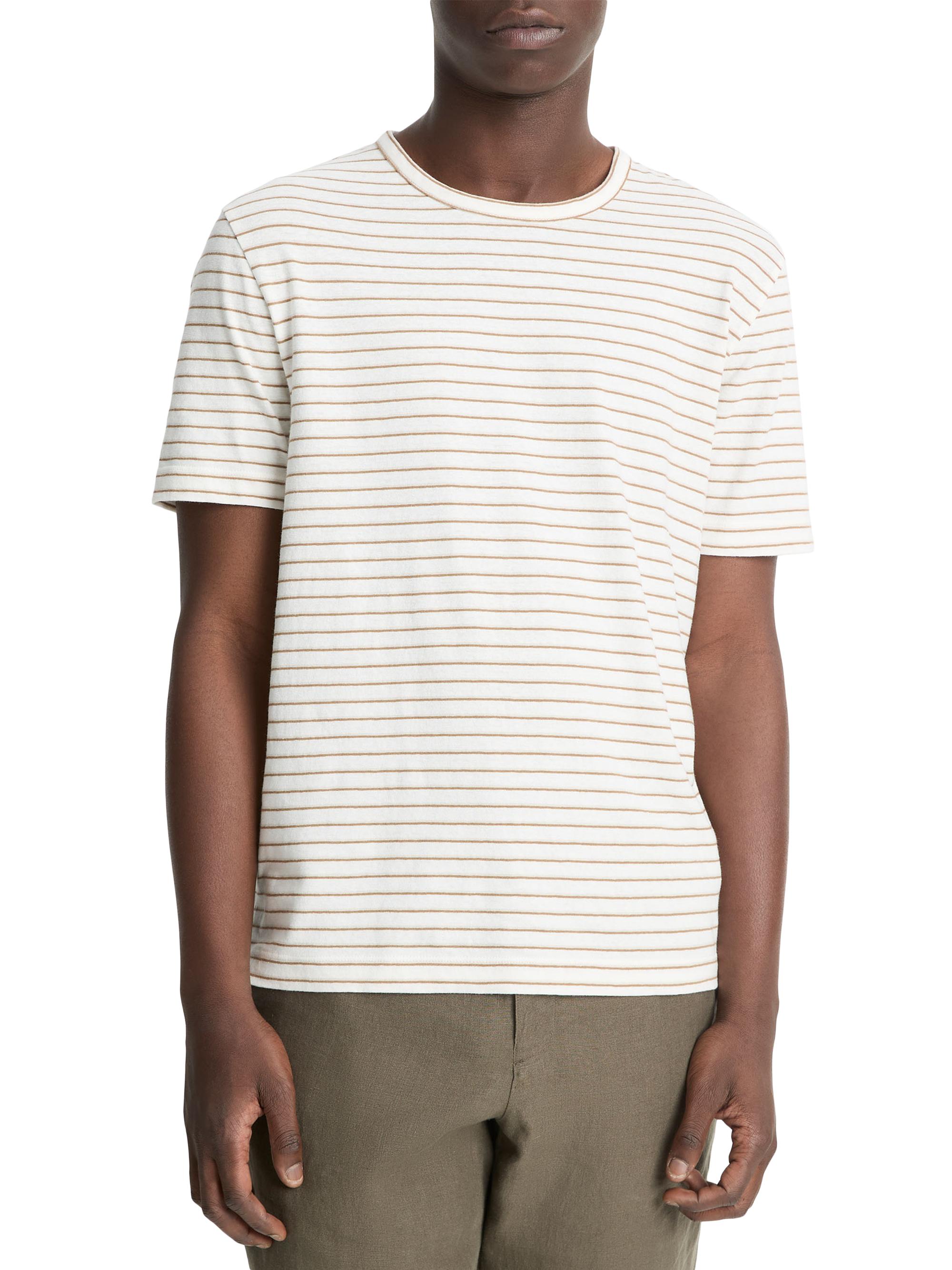Vince Men's Linen-Cotton Crewneck T-Shirt - Natural Combo